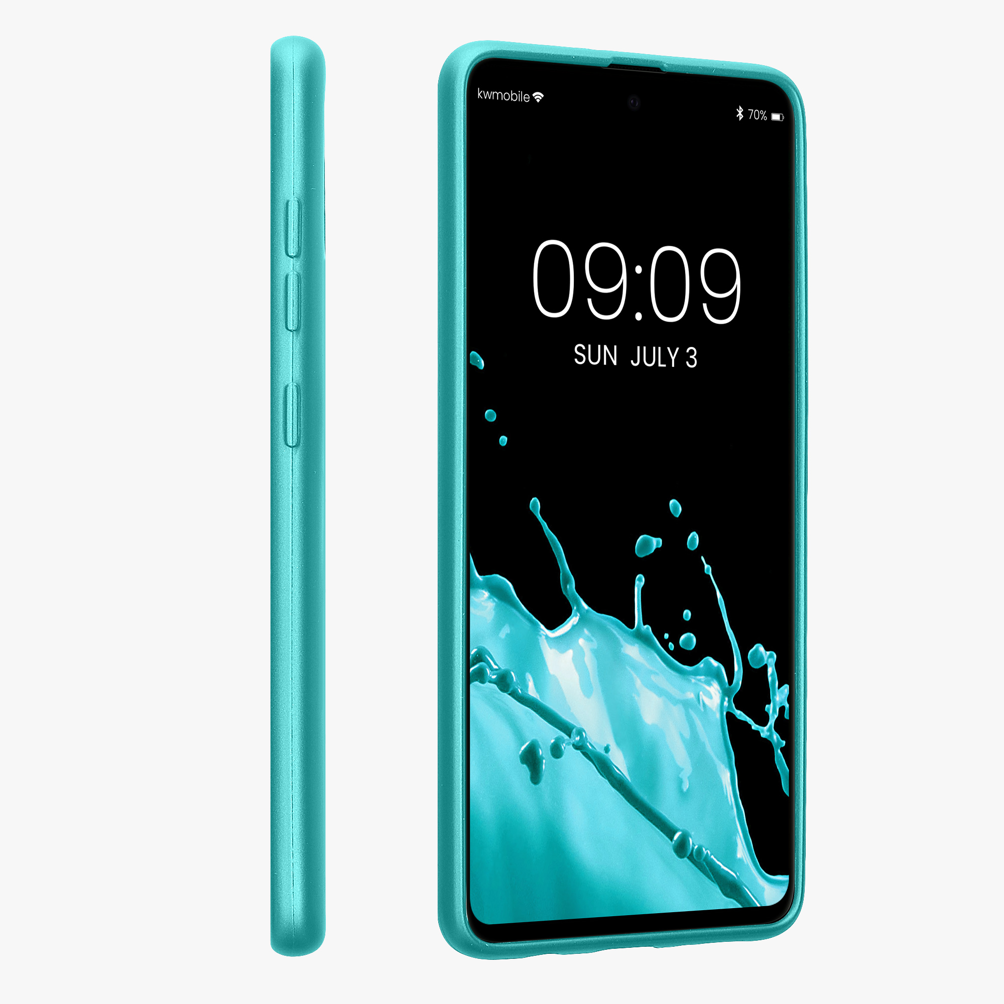 Kryt na mobil Samsung Galaxy A51 kwmobile TPU metalický Metalická mátová zelená