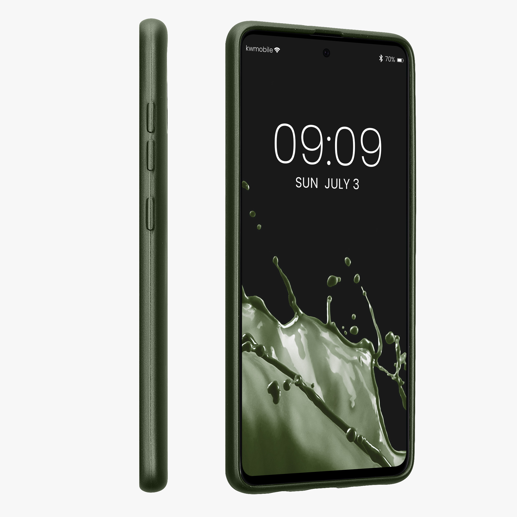 Kryt na mobil Samsung Galaxy A51 kwmobile TPU metalický Metalická lesní zelená