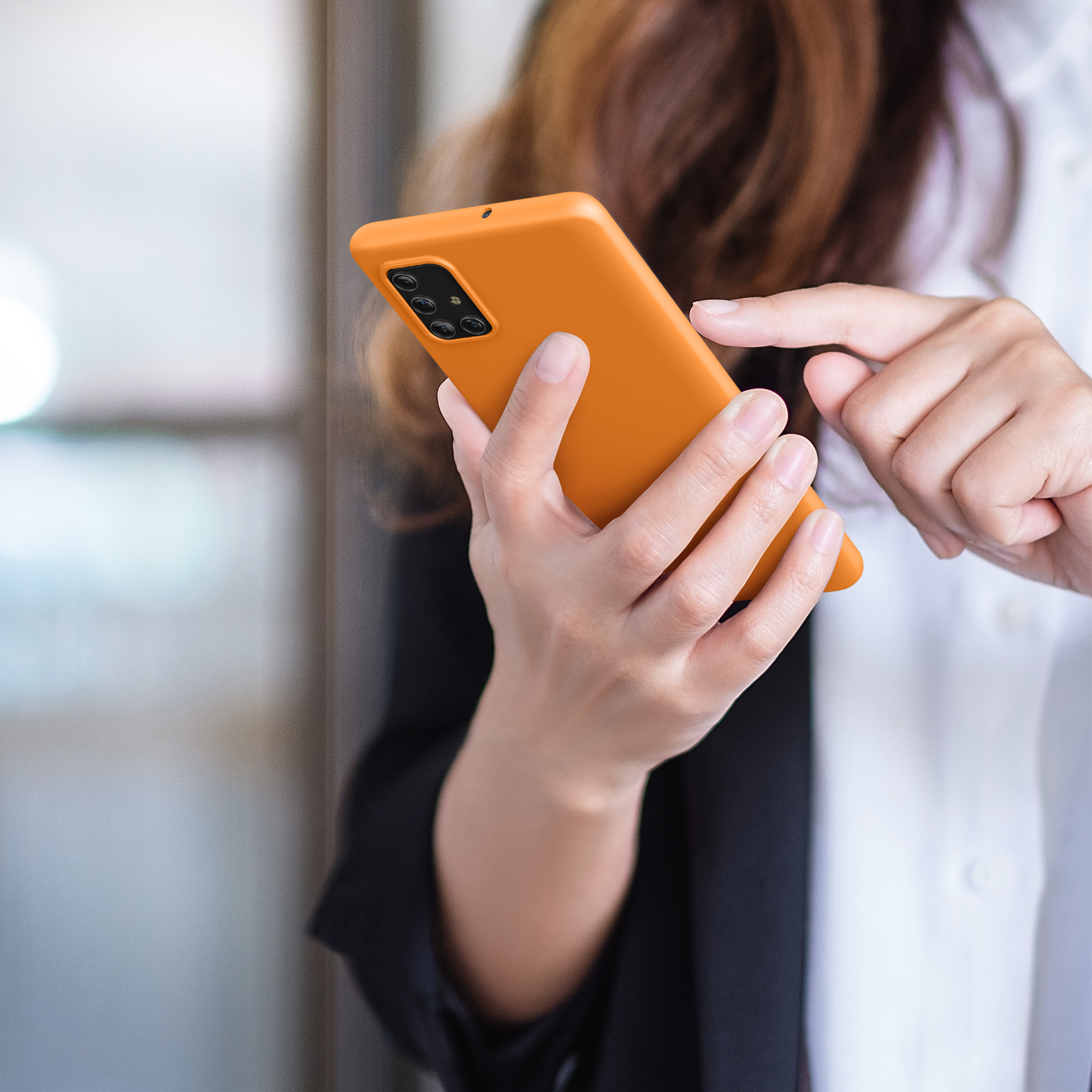 Kryt na mobil Samsung Galaxy A71 kwmobile TPU ovocně oranžový