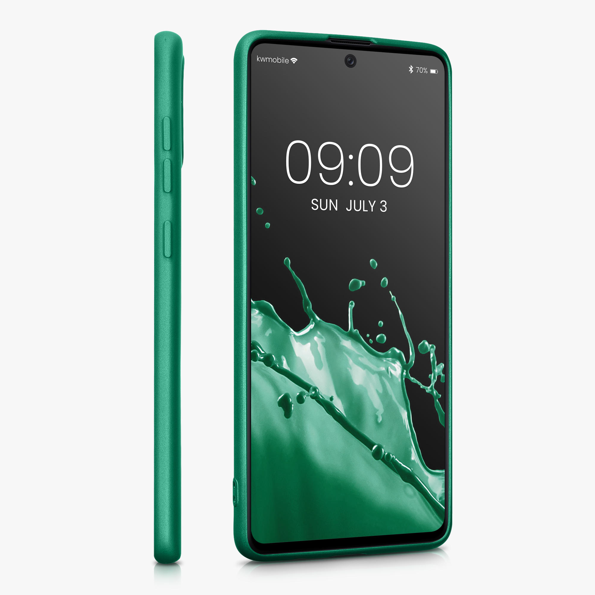 Metalický kryt na mobil Samsung Galaxy A71 kwmobile metalicky tmavě zelený