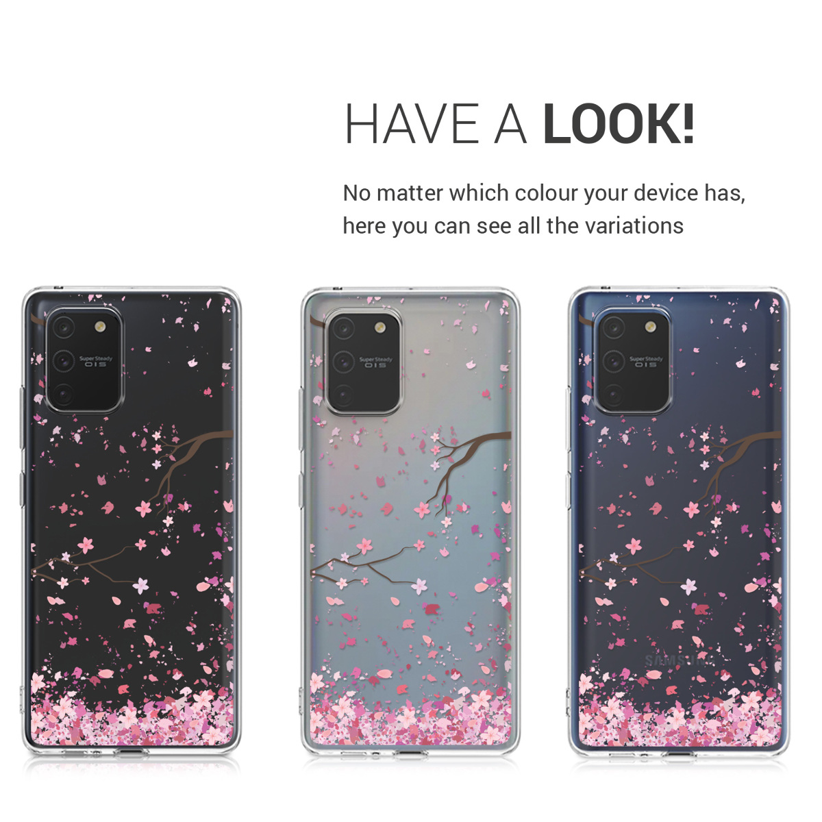 Čirý kryt na mobil Samsung Galaxy S10 Lite kwmobile Cherry Blossoms růžovo-tmavě hnědo-transparentní