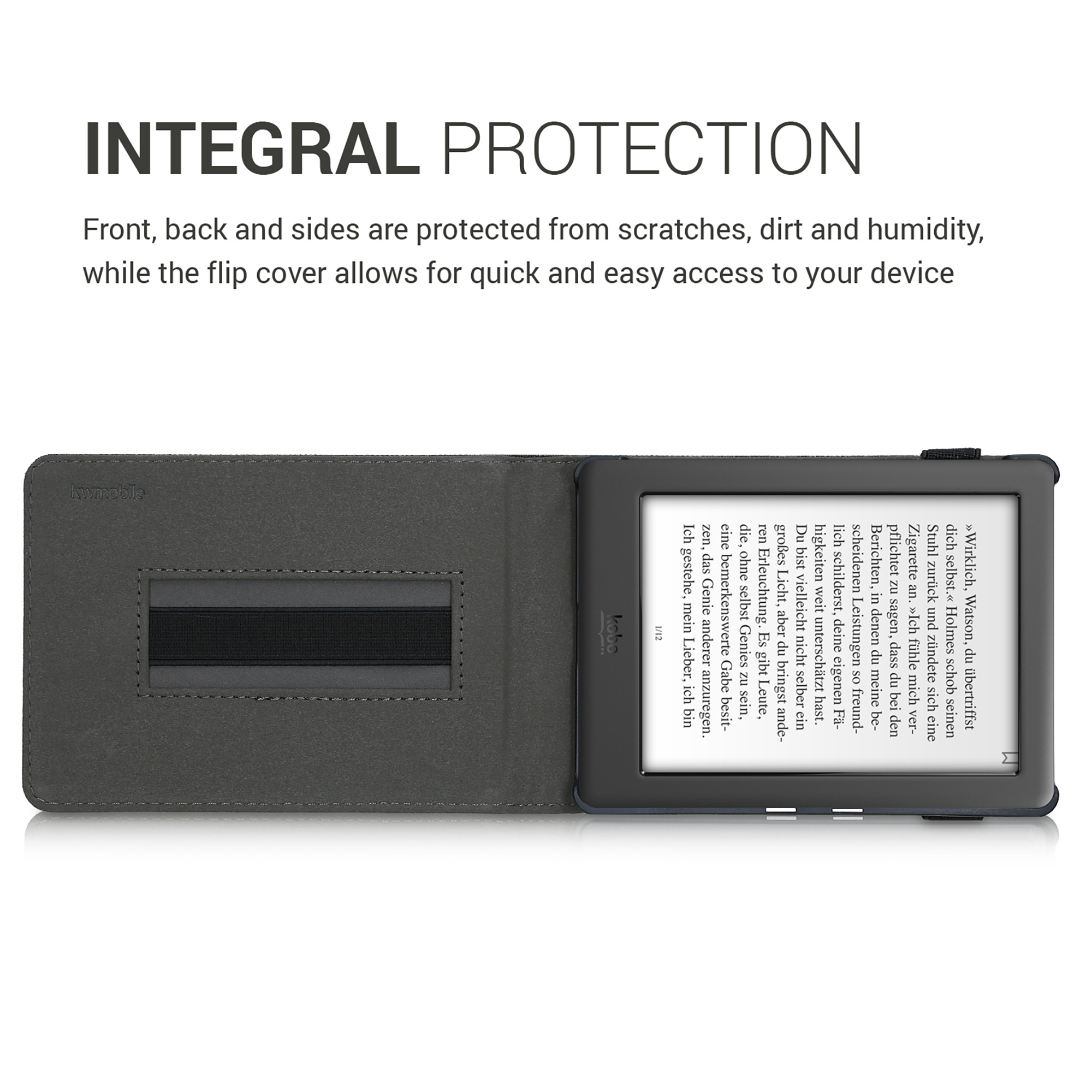 Pouzdro na čtečku kwmobile pro Kobo Glo HD / Touch 2.0 - šedá