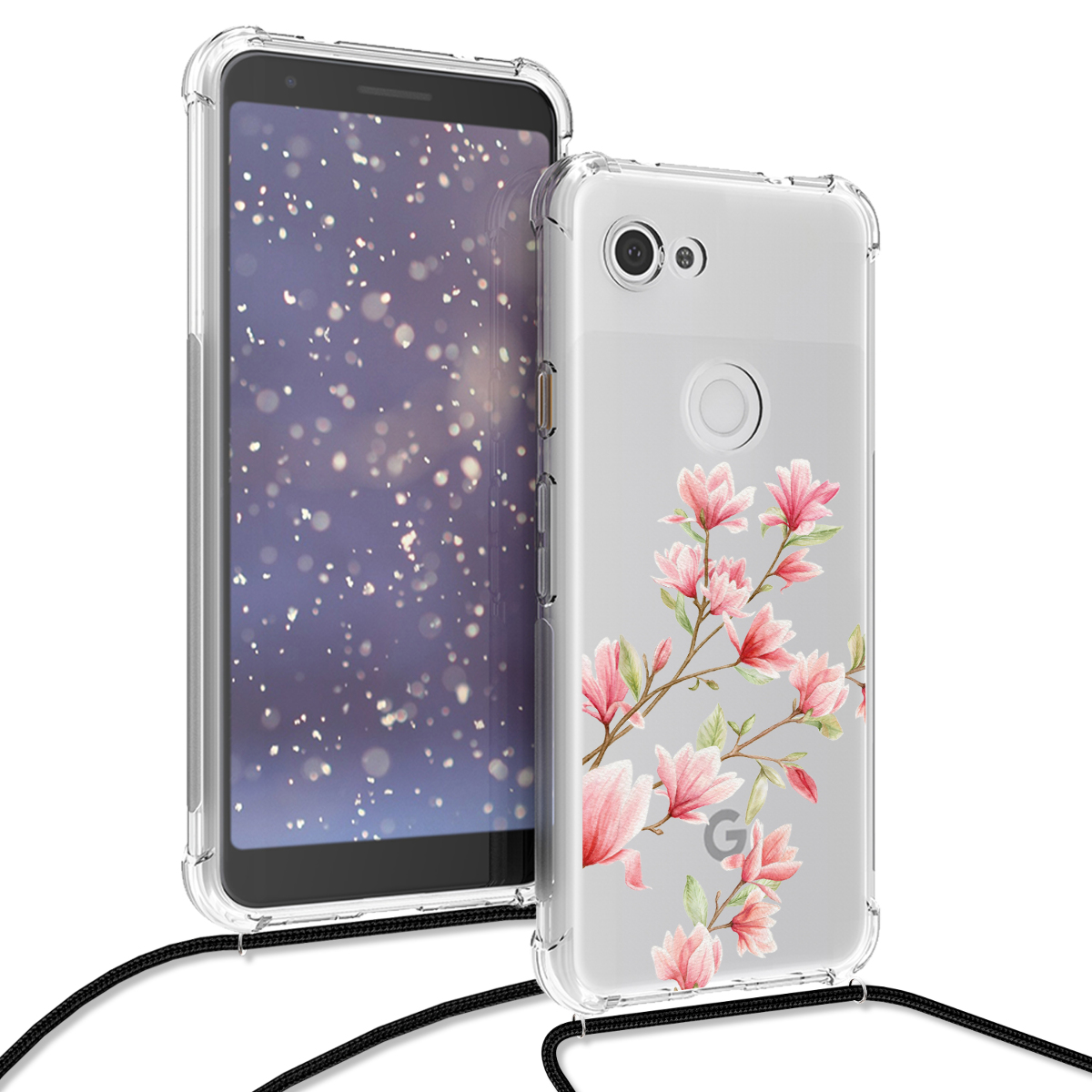 Crossbody kryt kwmobile pro Google Pixel 3a - magnólie růžová / bílá / transparentní