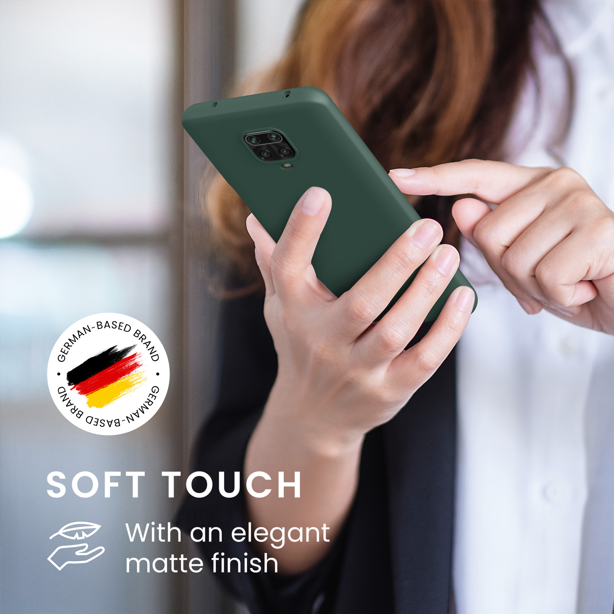 TPU kryt kwmobile pro Xiaomi Redmi Note 9S / 9 Pro / 9 Pro Max - mechově zelená