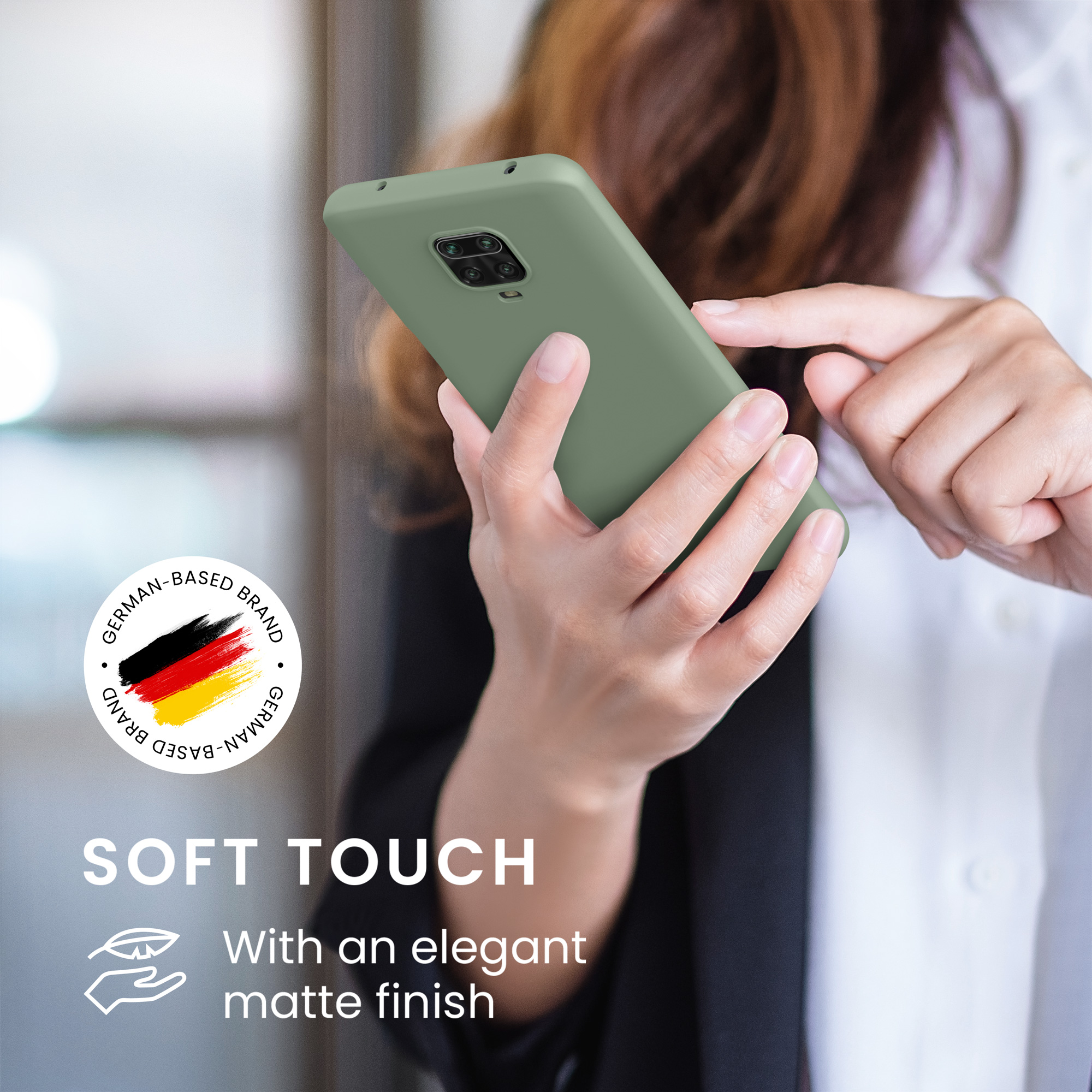 TPU kryt kwmobile pro Xiaomi Redmi Note 9S / 9 Pro / 9 Pro Max - šedozelená