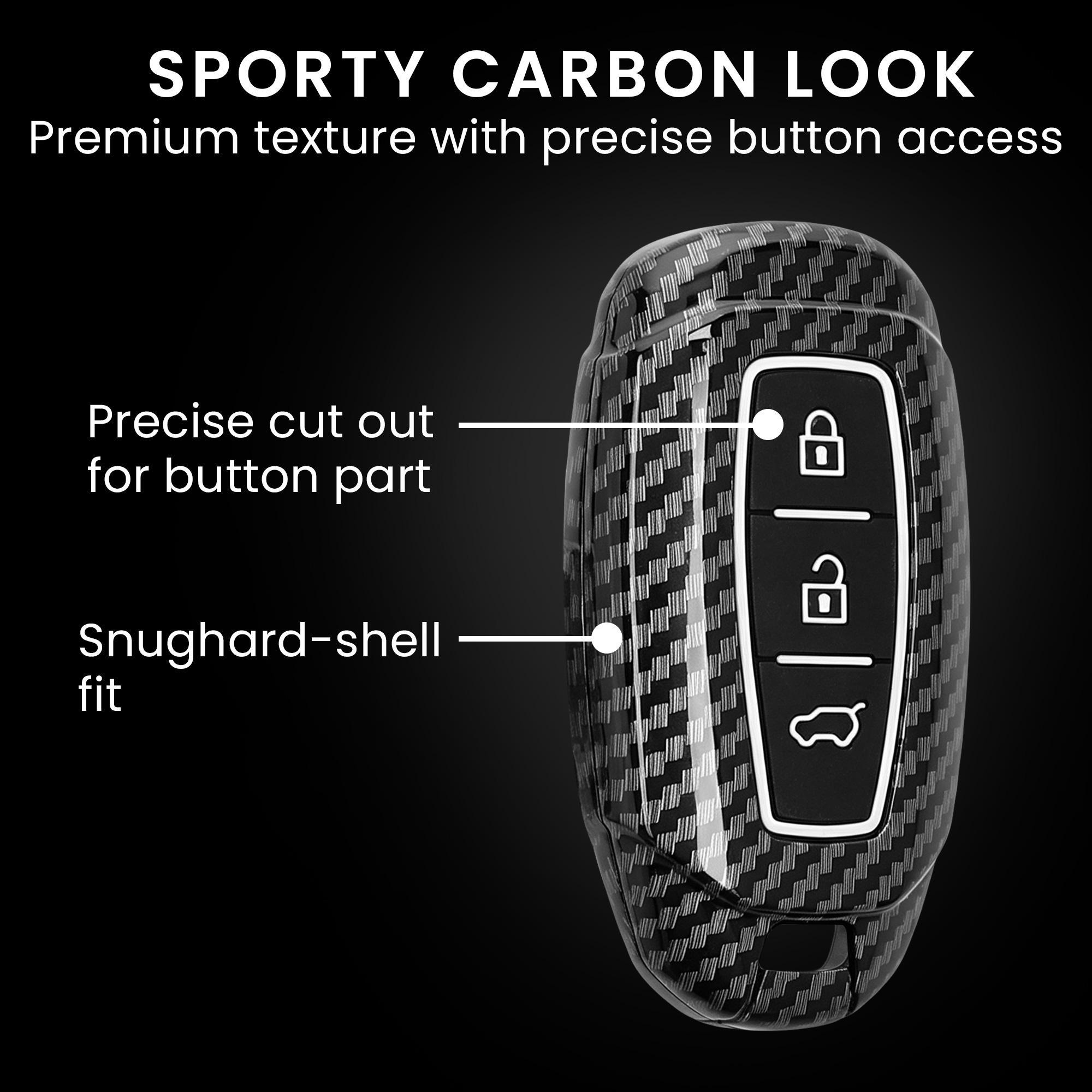 Pouzdro na klíč od auta kwmobile pro Hyundai 3 Button Car Key Keyless Go - karbonově černá
