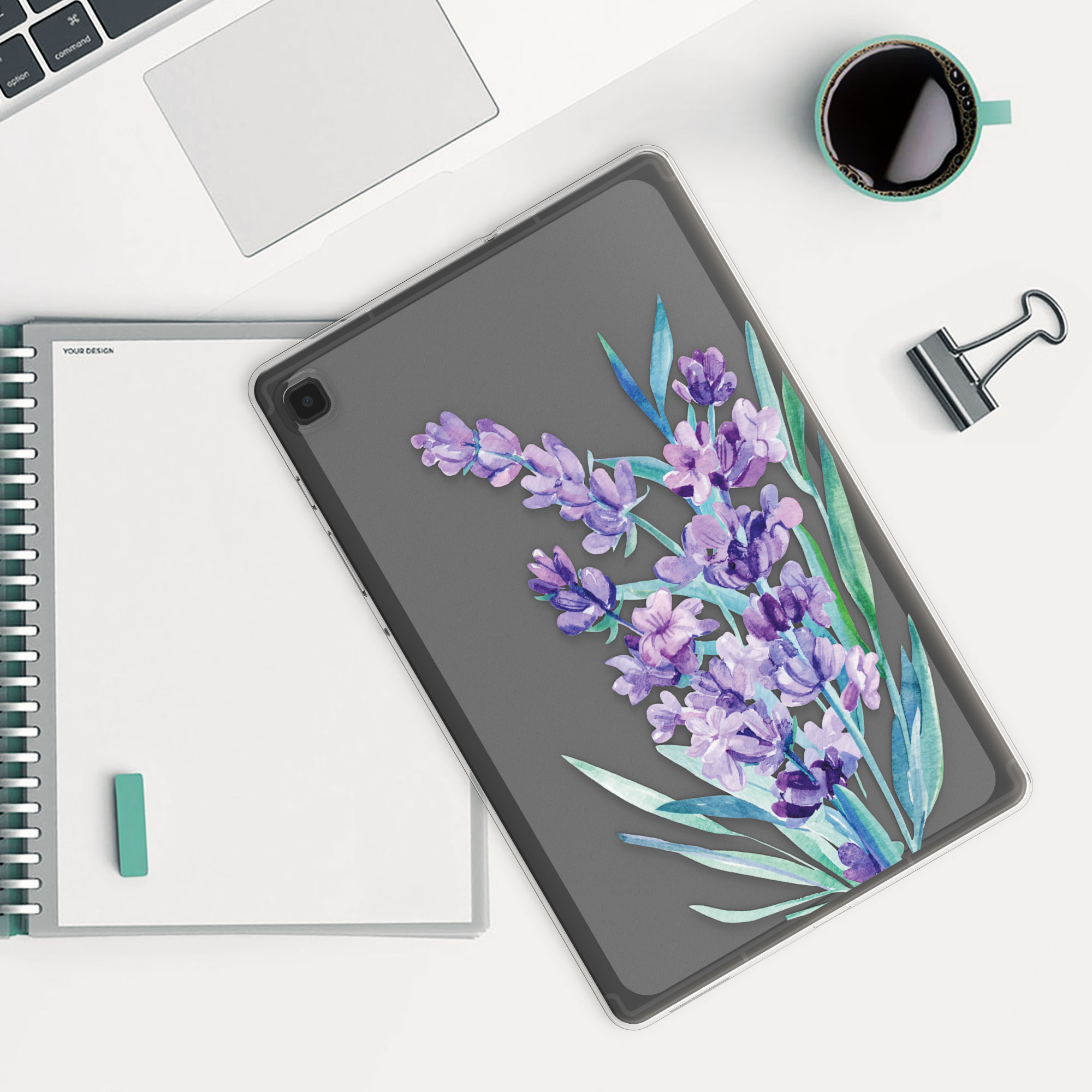 Zadní obal na tablet Galaxy Tab S6 Lite (2024/2022/2020) kwmobile levandulové květy fialová/tyr