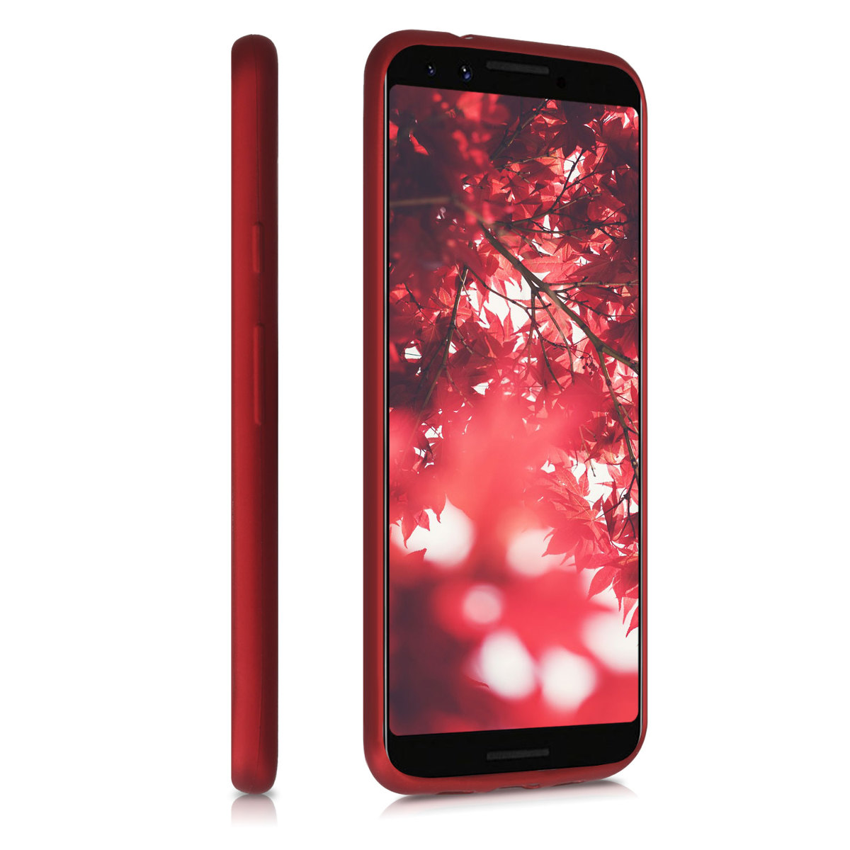Tenký metalický TPU silikonový kryt pro Google Pixel 3a kwmobile ‑ metalická tmavě červená
