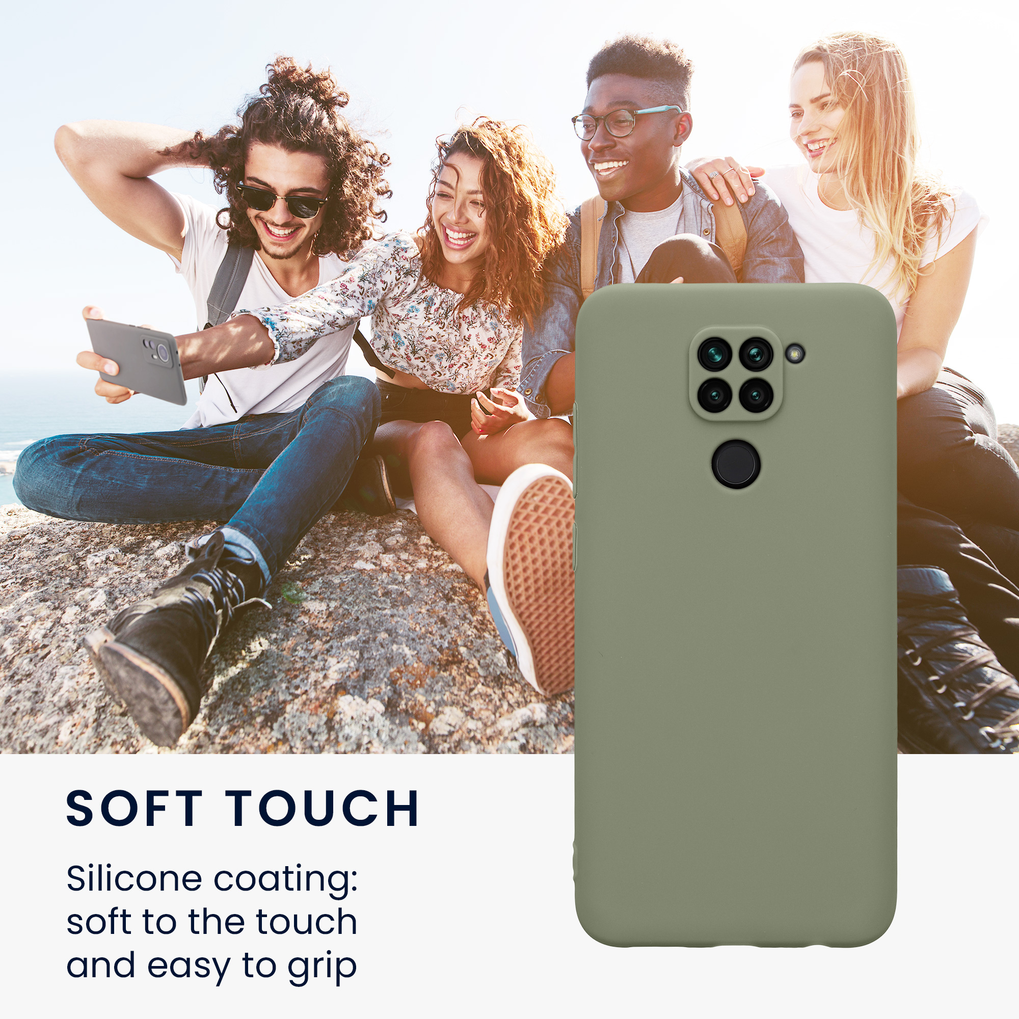 TPU kryt kwmobile pro Xiaomi Redmi Note 9 - šedozelená