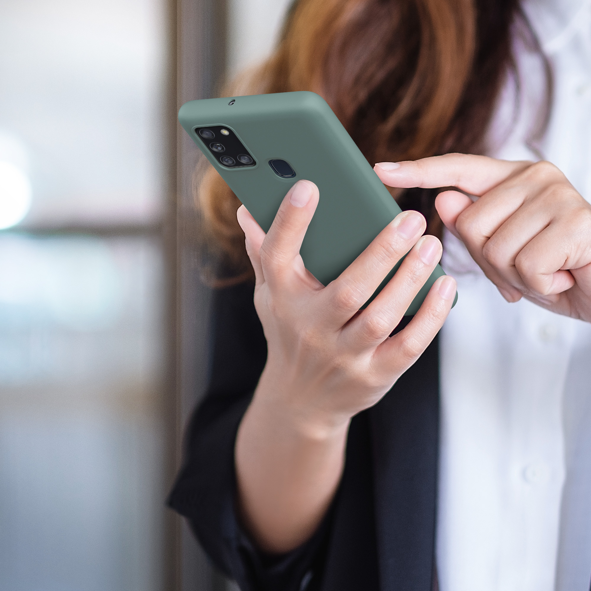 Kryt na mobil Samsung Galaxy A21s kwmobile TPU Modro-zelená