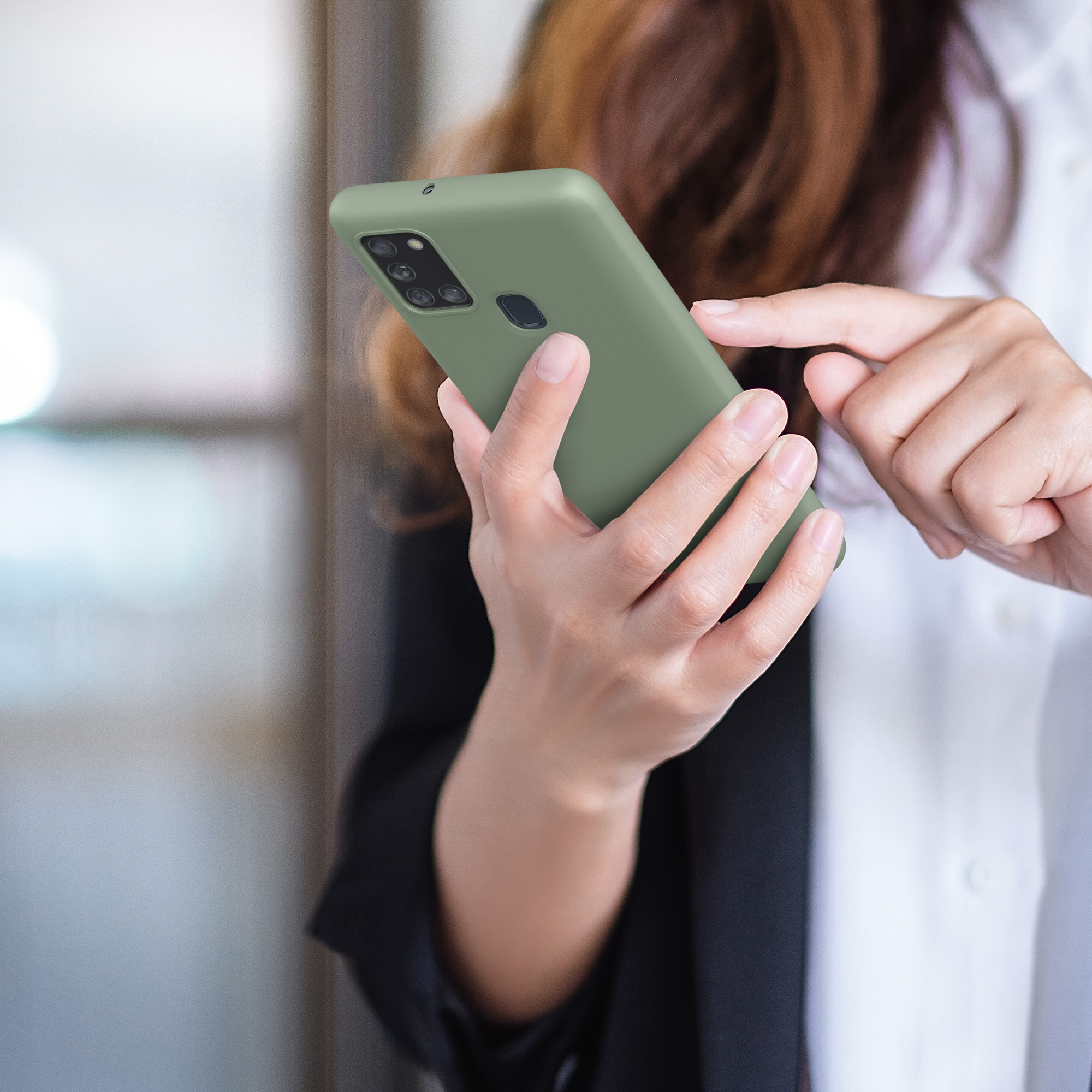 Kryt na mobil Samsung Galaxy A21s kwmobile TPU Šedo-zelená
