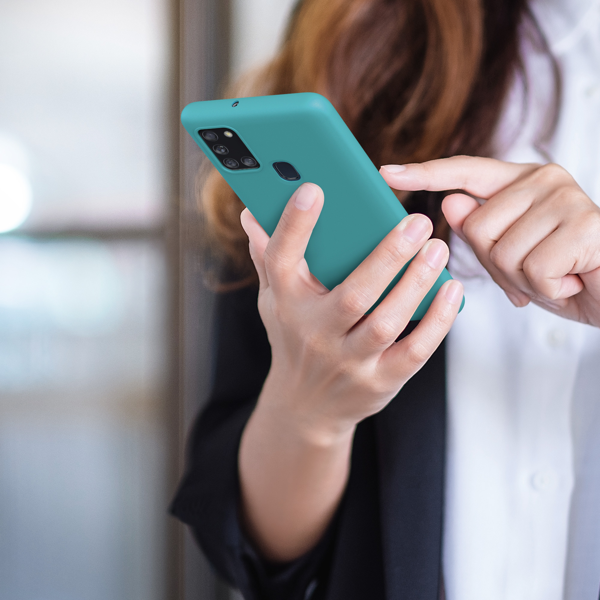 Kryt na mobil Samsung Galaxy A21s kwmobile TPU matně petrolejový