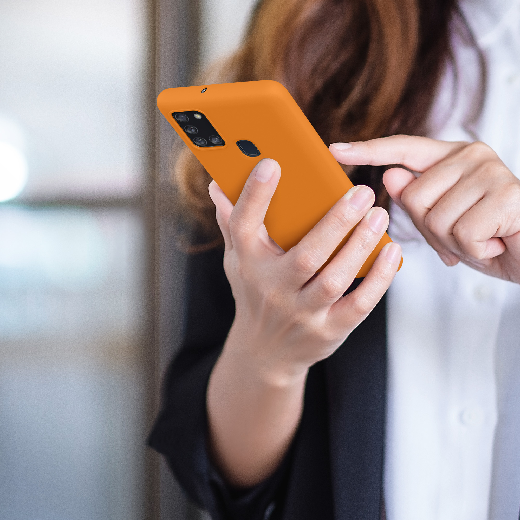 Kryt na mobil Samsung Galaxy A21s kwmobile TPU ovocně oranžový