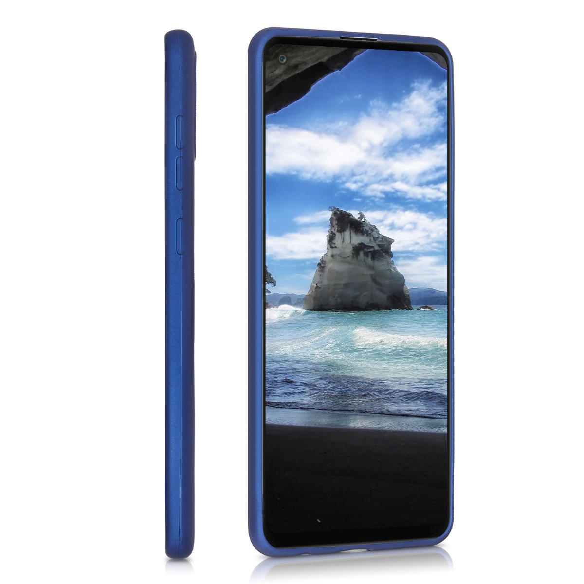 Kryt na mobil Samsung Galaxy A21s kwmobile TPU metalický Metalická modrá