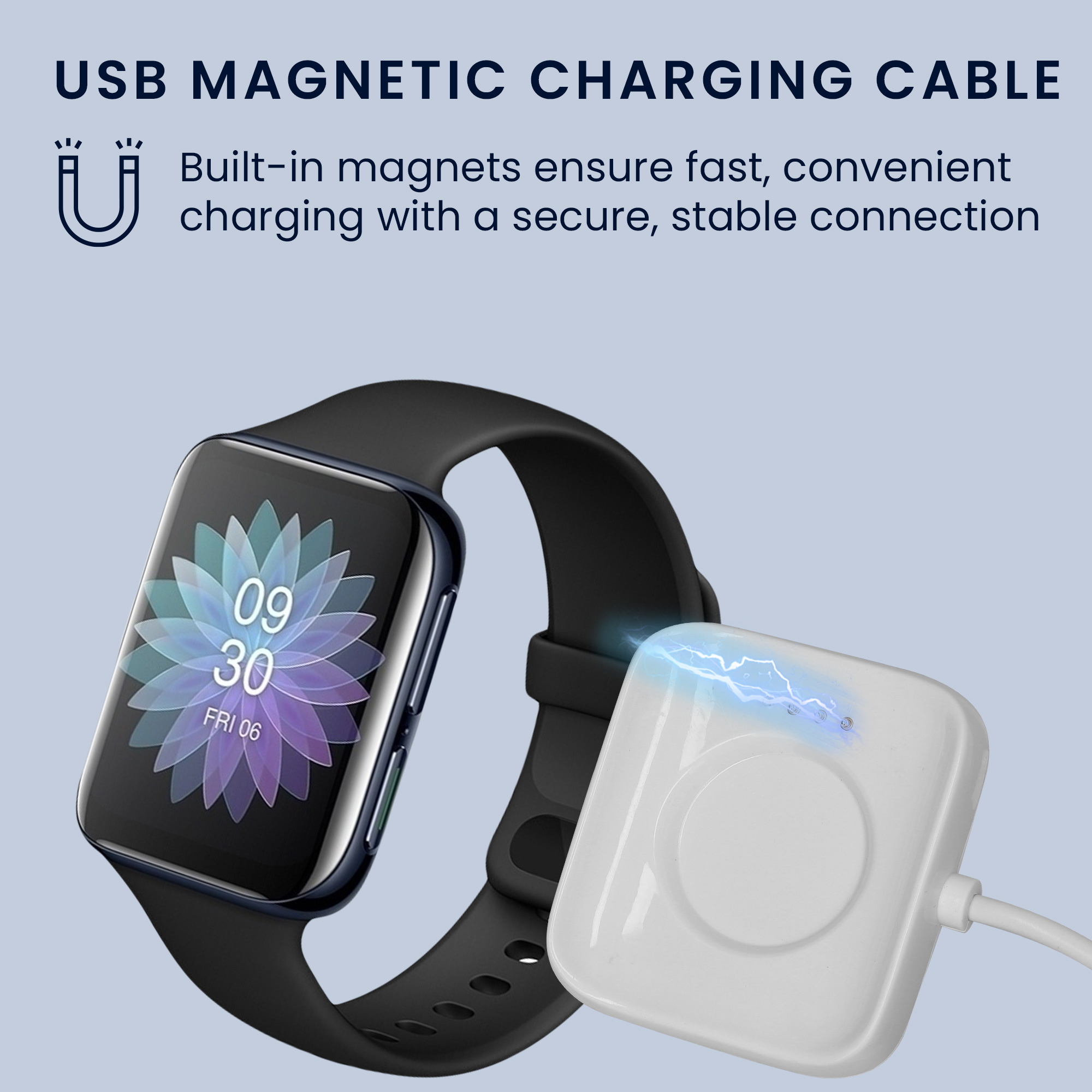 Nabíjecí kabel pro chytré hodinky pro Oppo Watch 1 (46mm) kwmobile - bílá