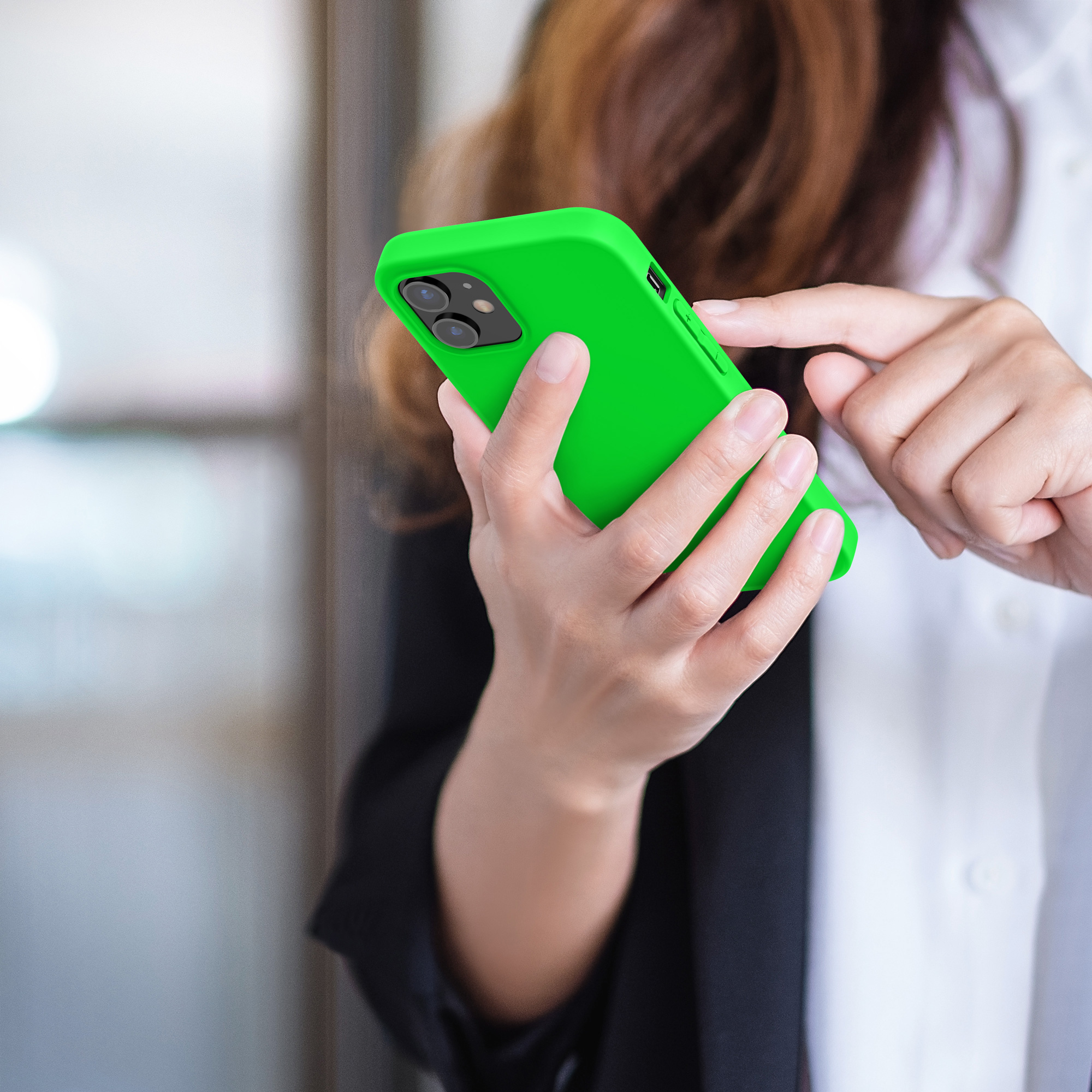 Silikonový kryt kwmobile pro iPhone 12 mini - neonově zelená