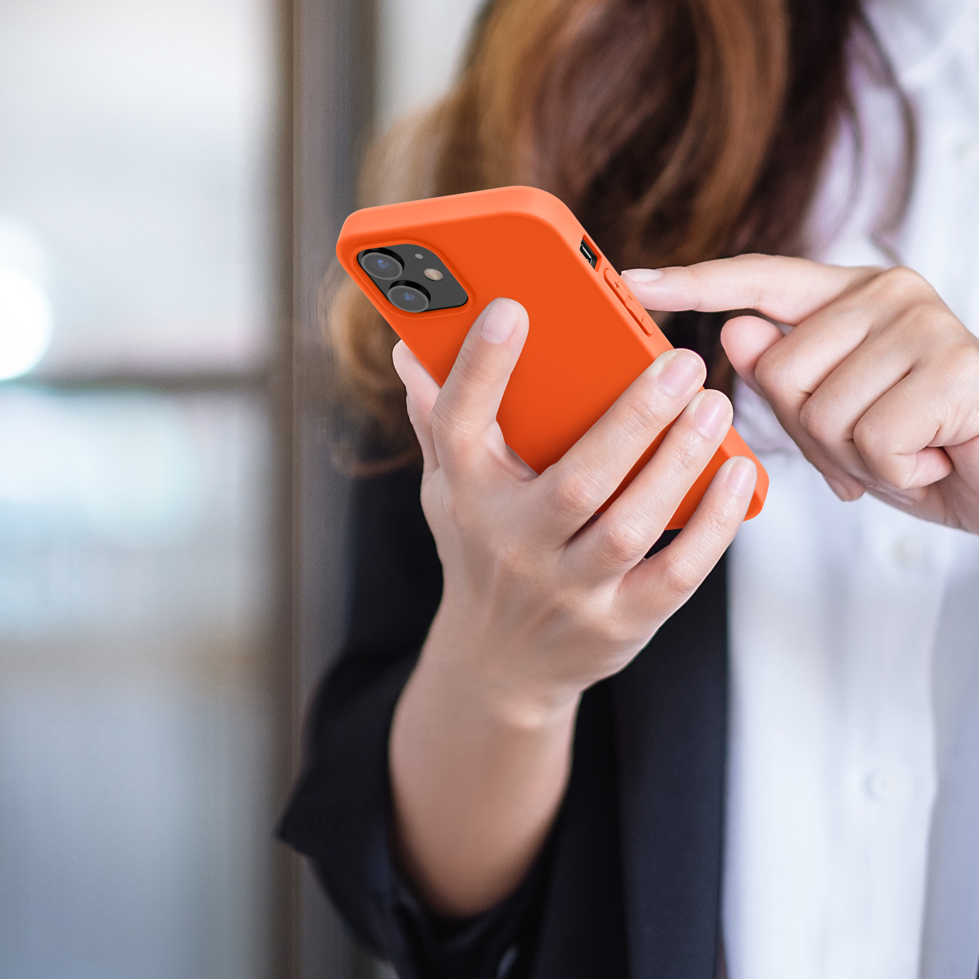 Silikonový kryt kwmobile pro iPhone 12 mini - neonově oranžová