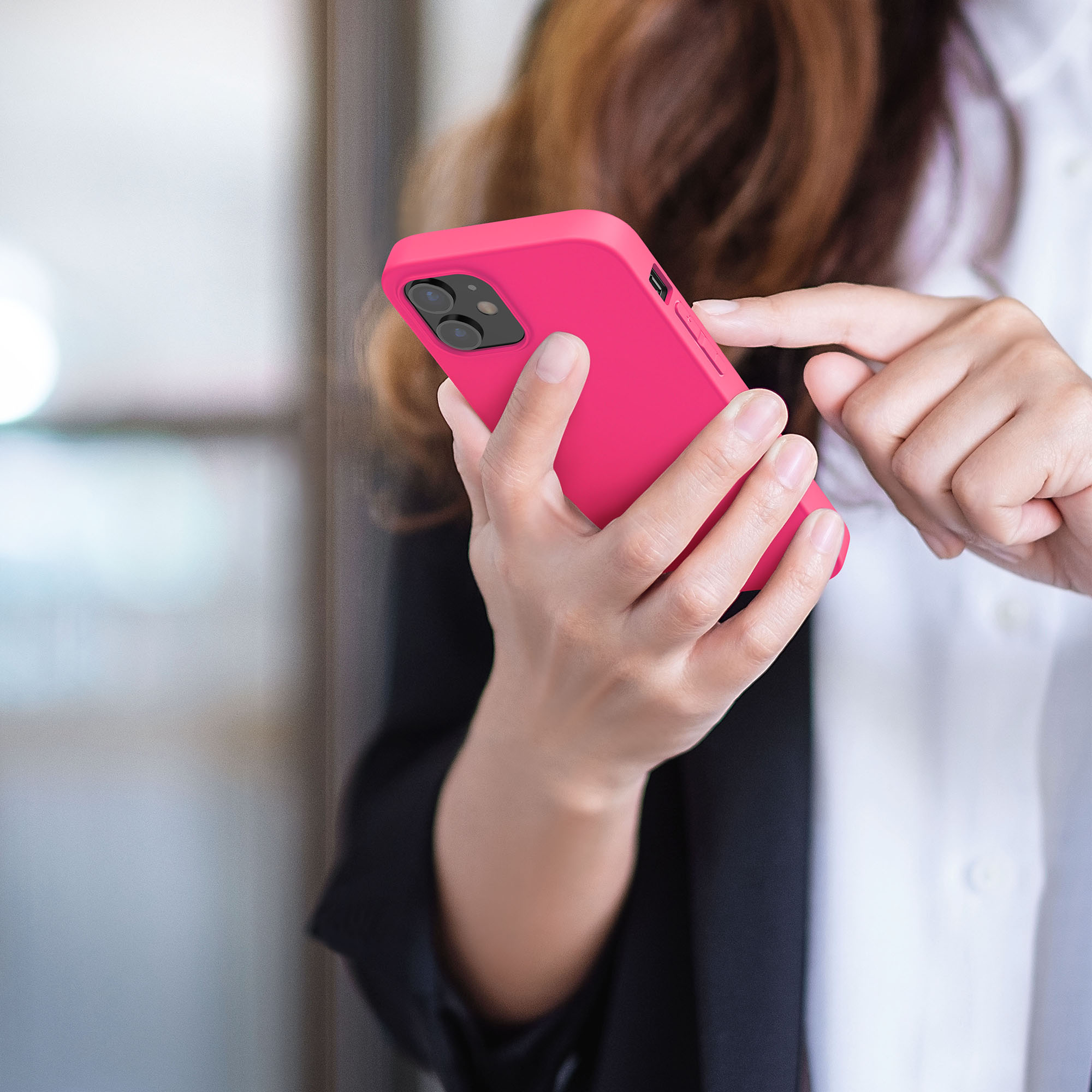 Silikonový kryt kwmobile pro iPhone 12 mini - neonově růžová