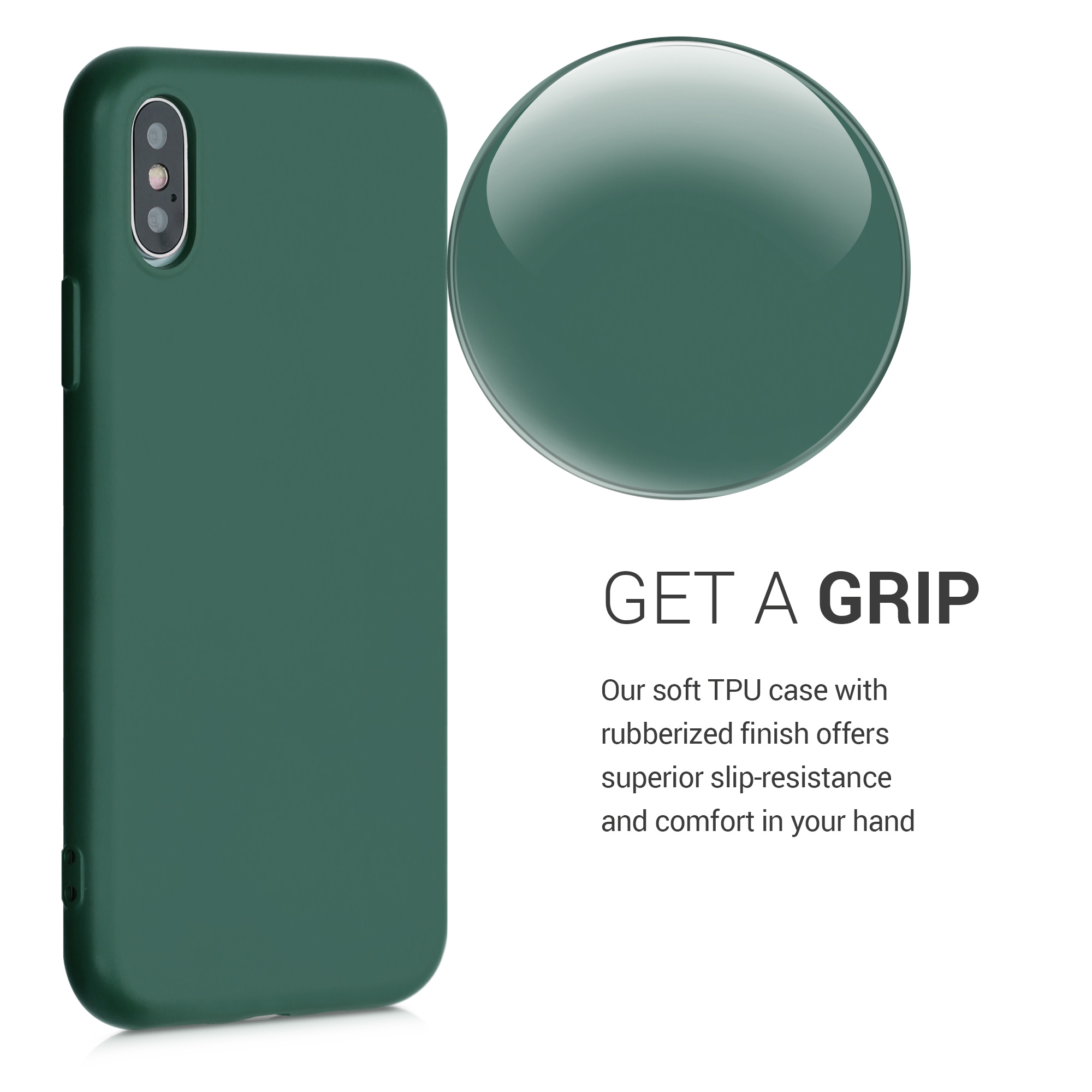 Silikonový kryt na mobil kwmobile pro Apple iPhone XS - mechově zelená