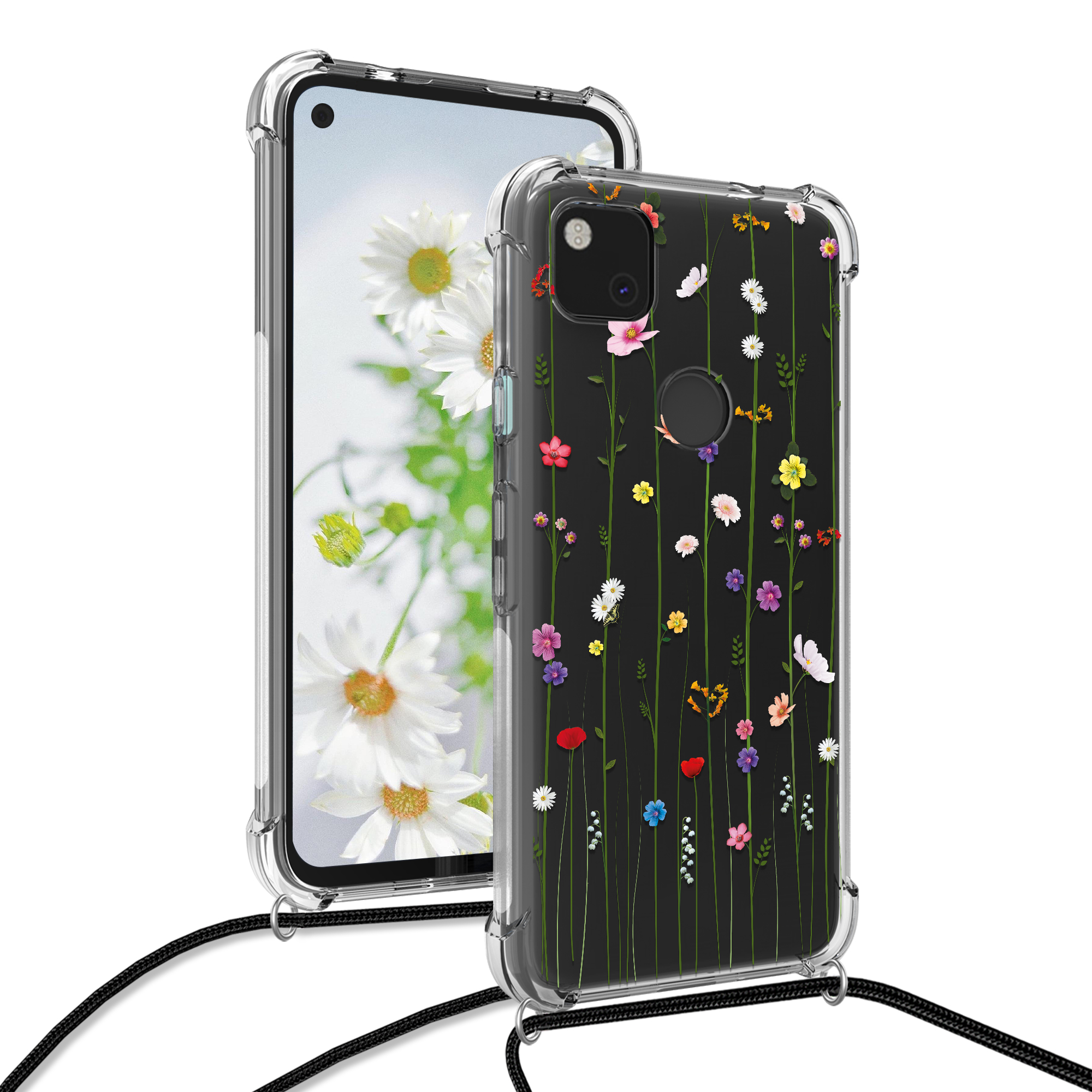Crossbody kryt kwmobile pro Google Pixel 4a - wildflower vines multicolor / transparent