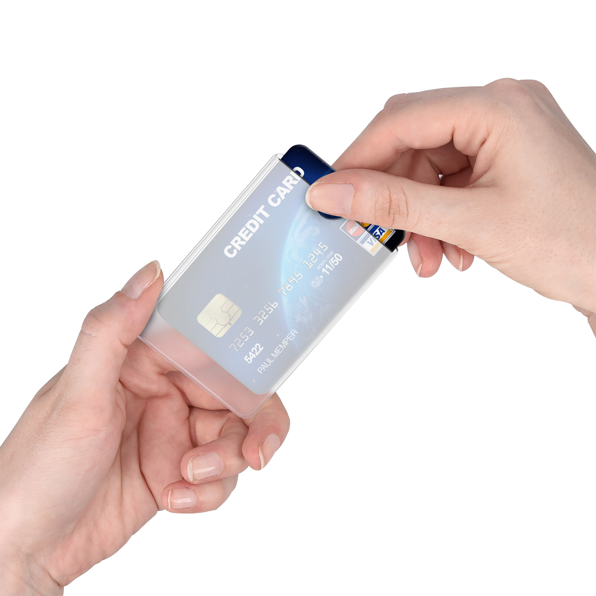 Credit Card Sleeves kwmobile TPU - matný transparentní