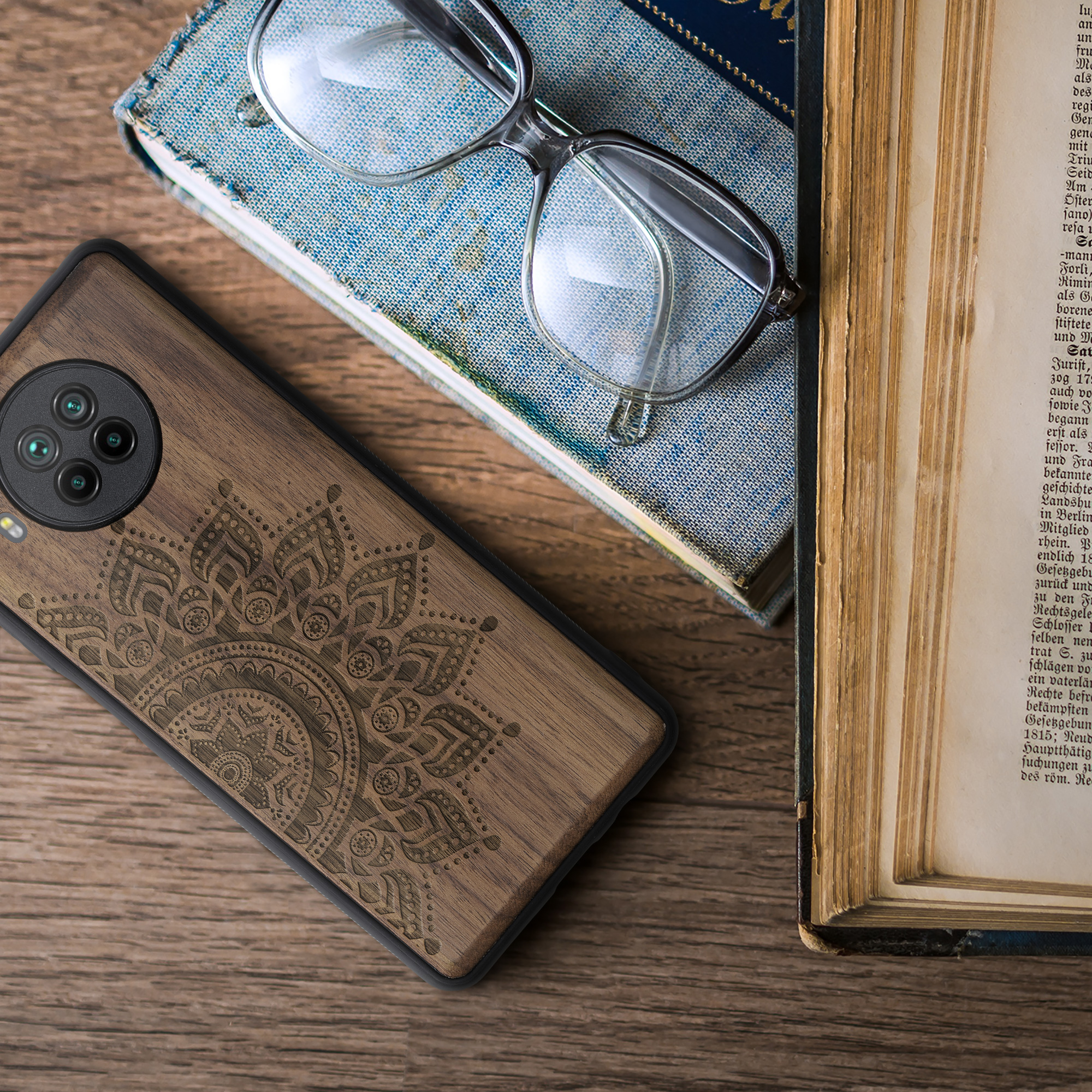Dřevěný kryt kwmobile Xiaomi Mi 10T Lite, Hard Cover in Dark Brown
