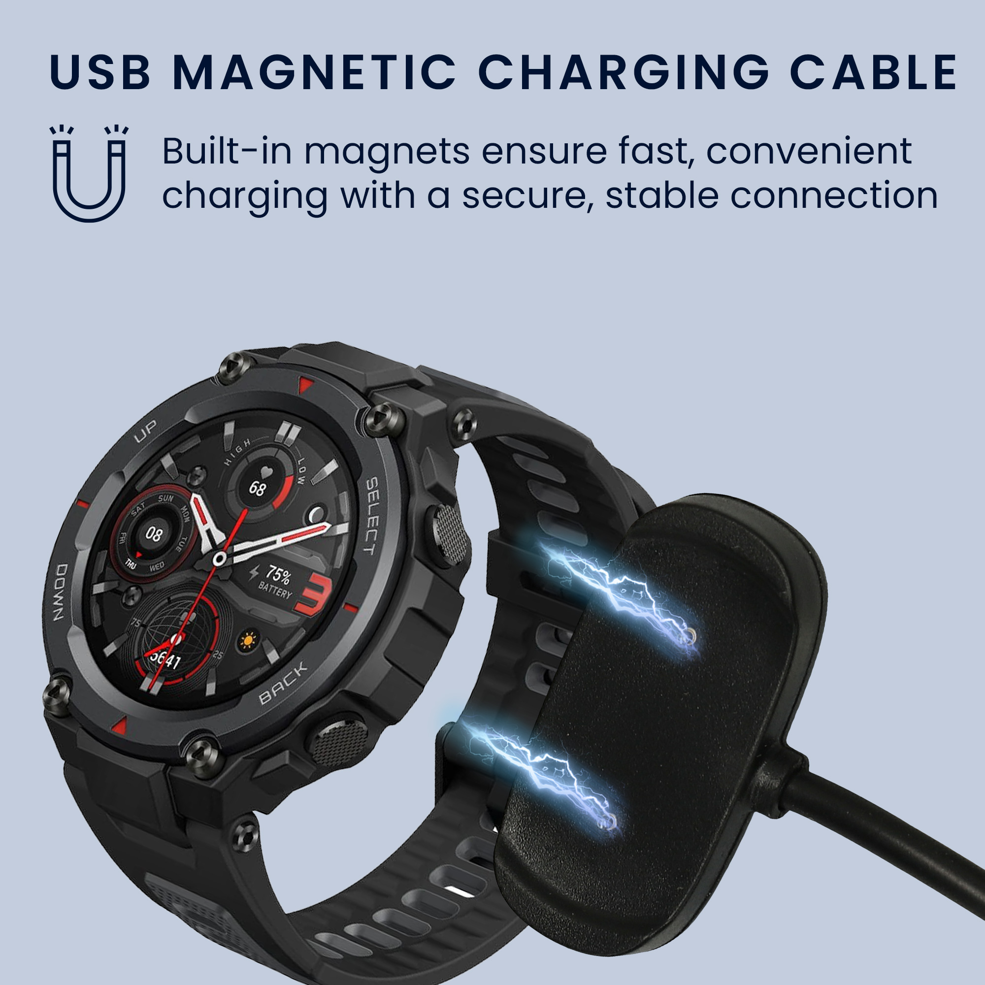 Nabíjecí kabel pro Huami Amazfit T-Rex Pro / GTS2 / GTS 2e / GTS2 Mini / GTR 2 kwmobile - černá 