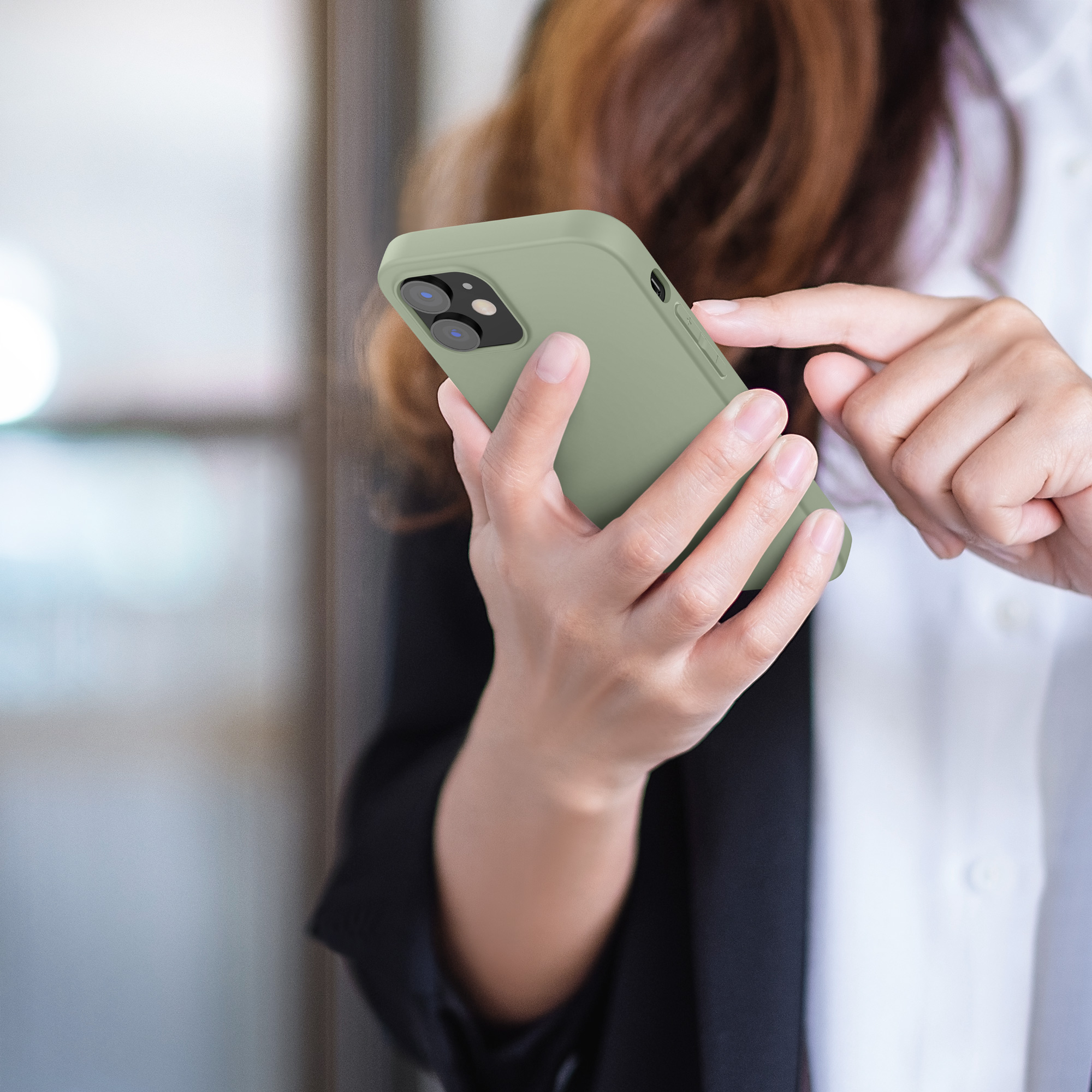 Silikonový kryt kwmobile pro iPhone 12 / iPhone 12 Pro - šedozelená