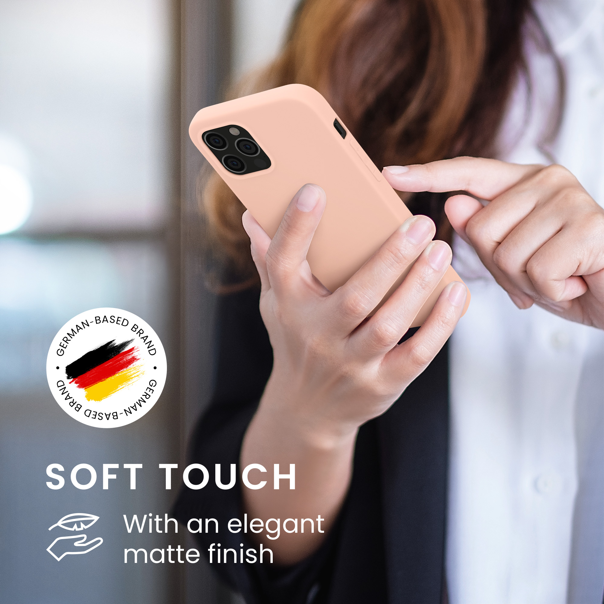 Silikonový kryt kwmobile pro iPhone 12 / iPhone 12 Pro - pastelová broskvová