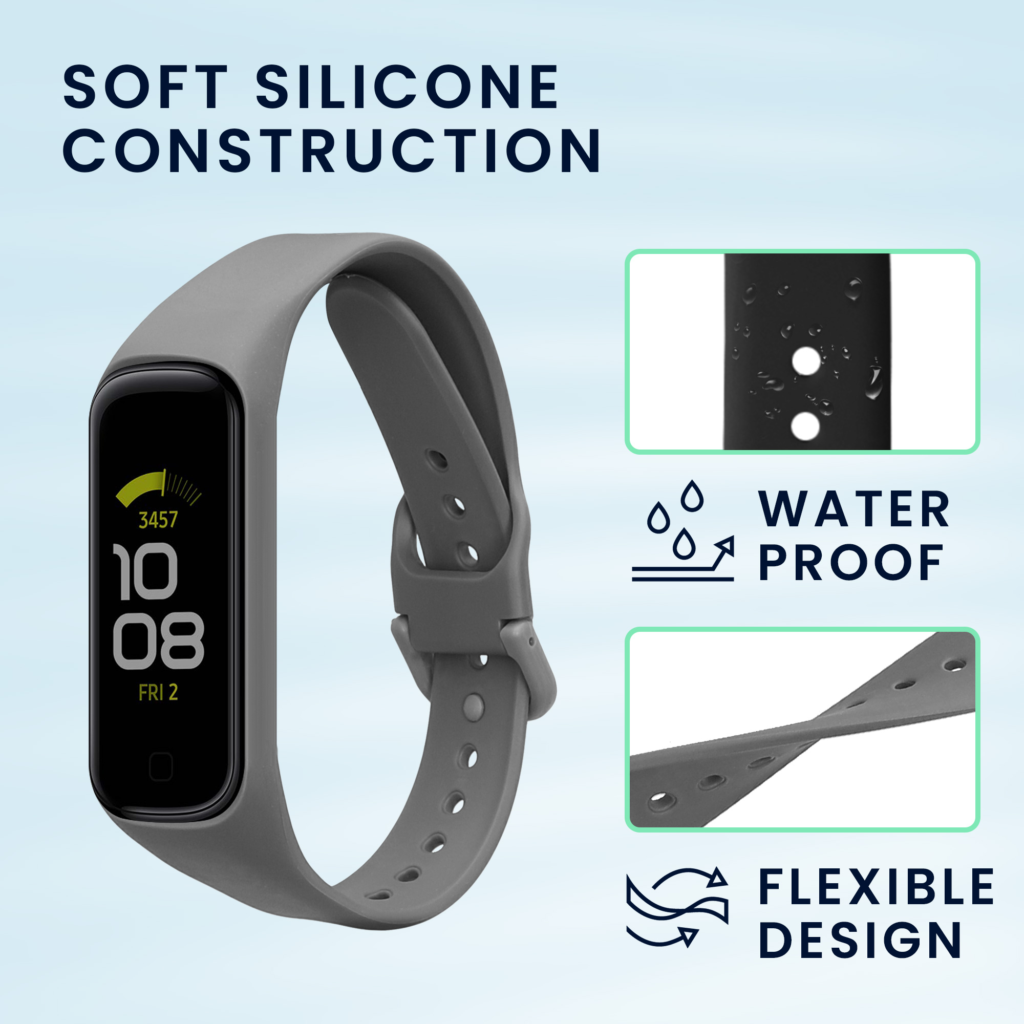 Silikonový řemínek na chytré hodinky Samsung Galaxy Fit 2 kwmobile 2 ks černo-tmavě břidlicový