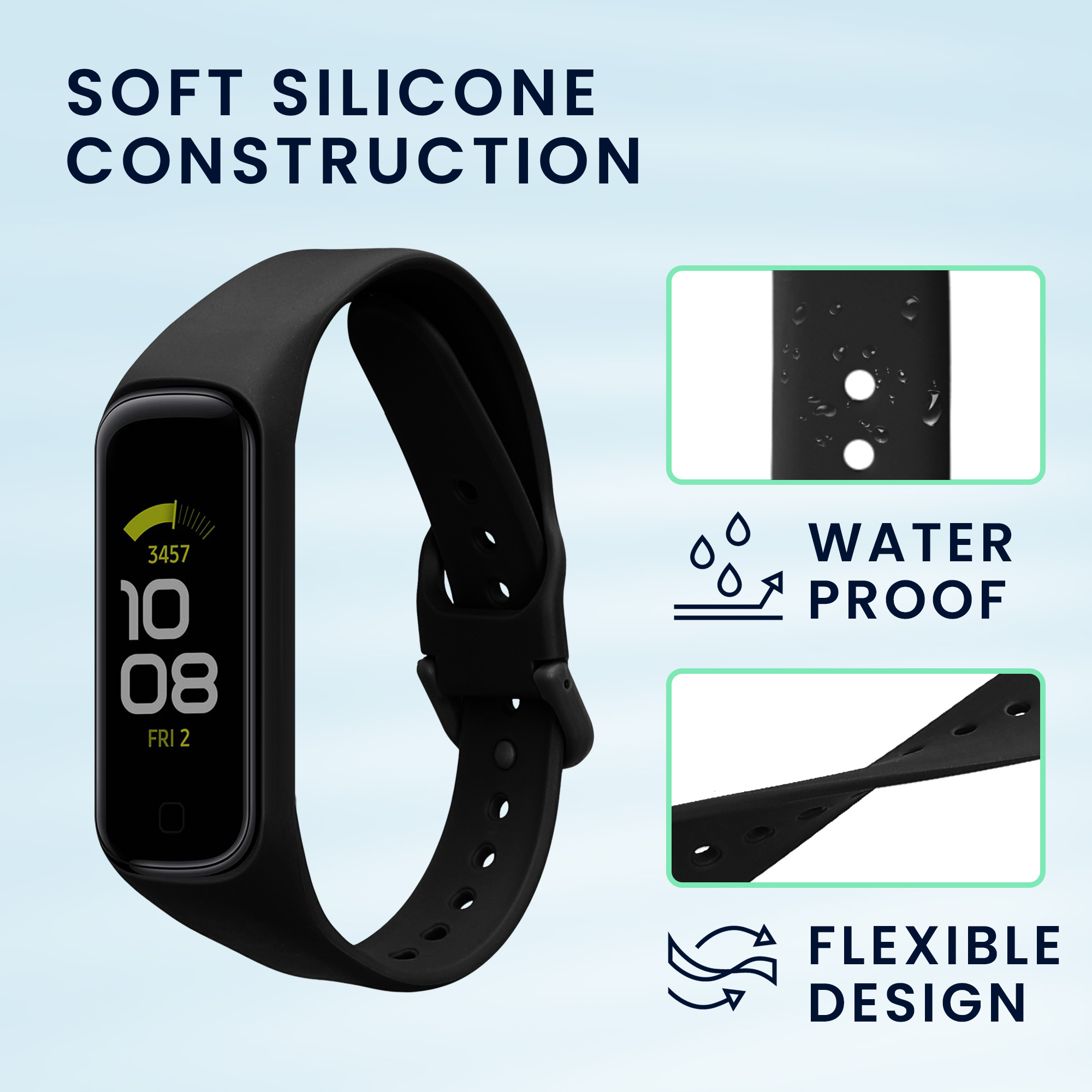 Silikonový řemínek na chytré hodinky Samsung Galaxy Fit 2 kwmobile 2 ks černý
