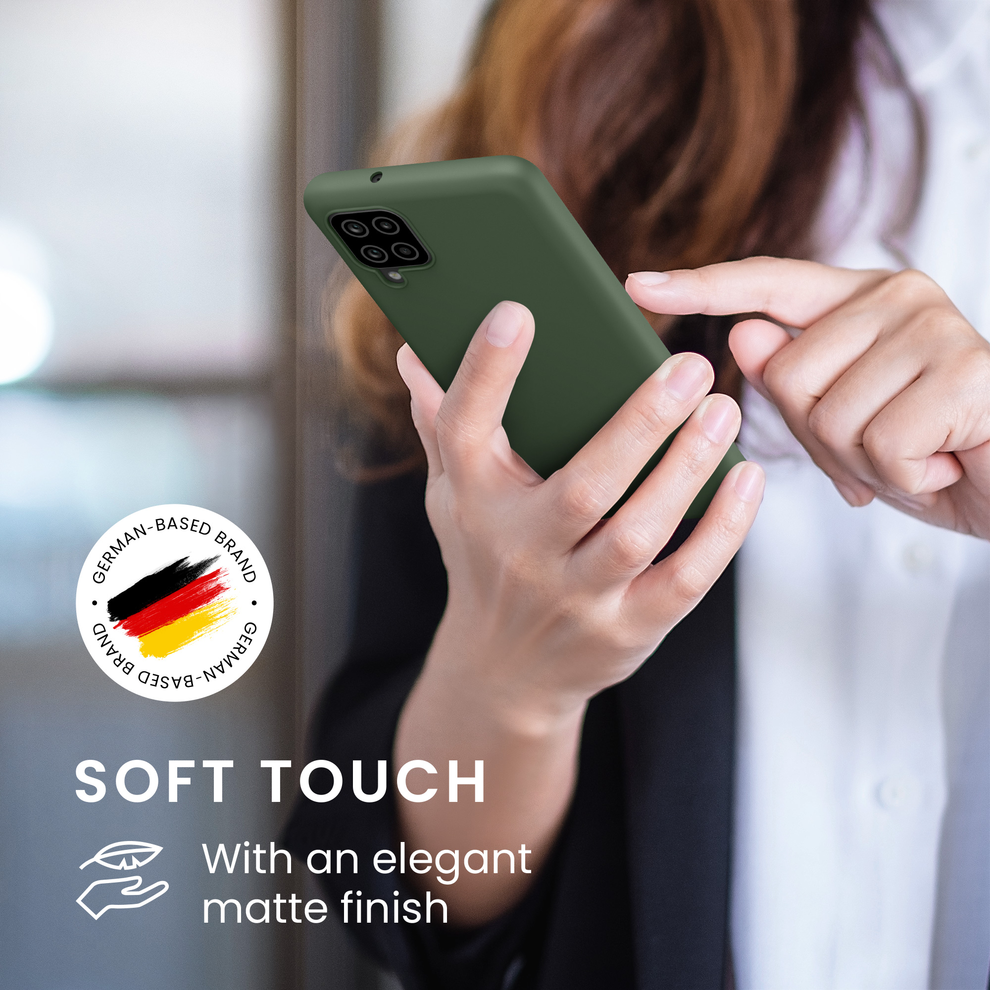 Kryt na mobil Samsung Galaxy A12 kwmobile TPU matně tmavě zelený