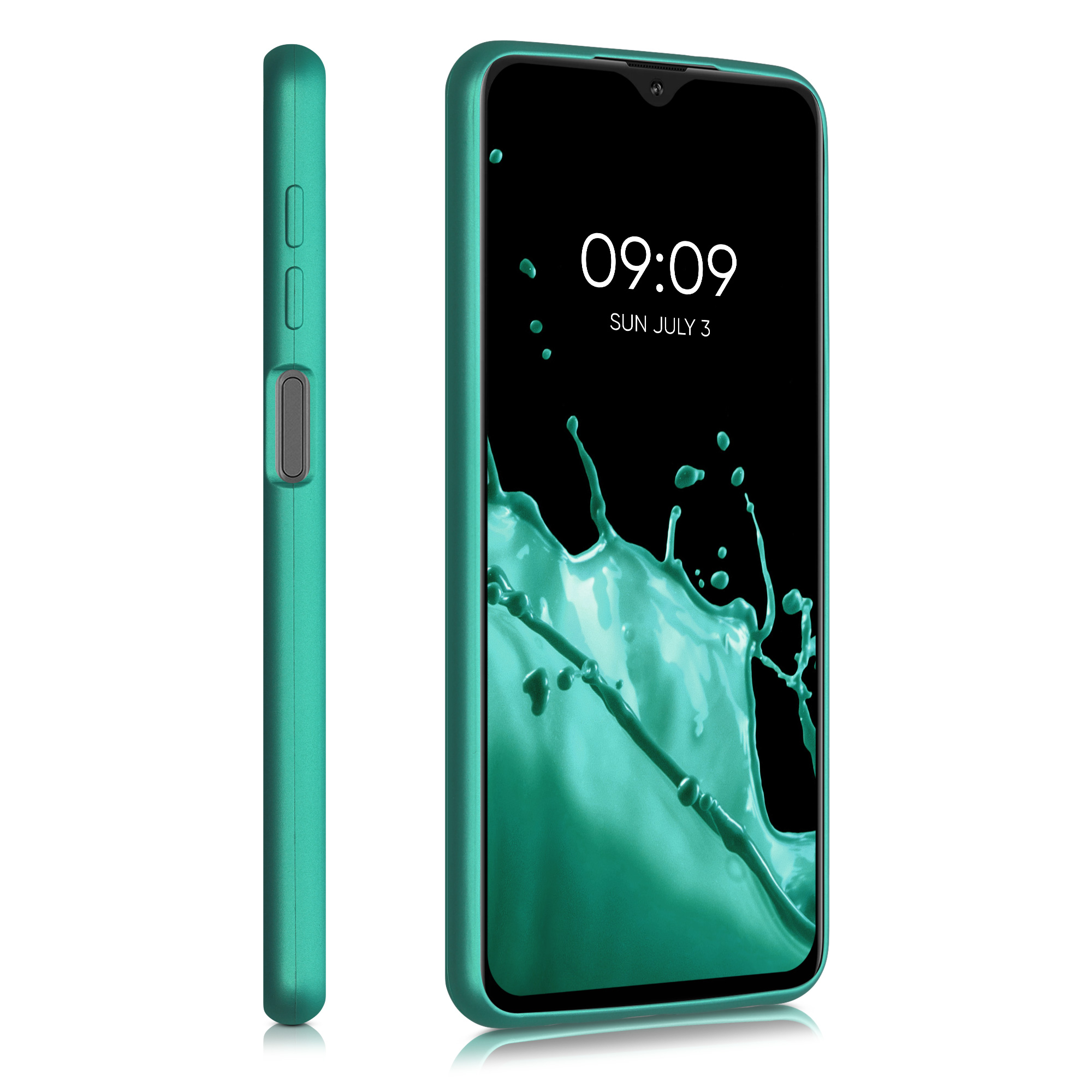 Kryt na mobil Samsung Galaxy A12 kwmobile Metallic metalicky tyrkysový