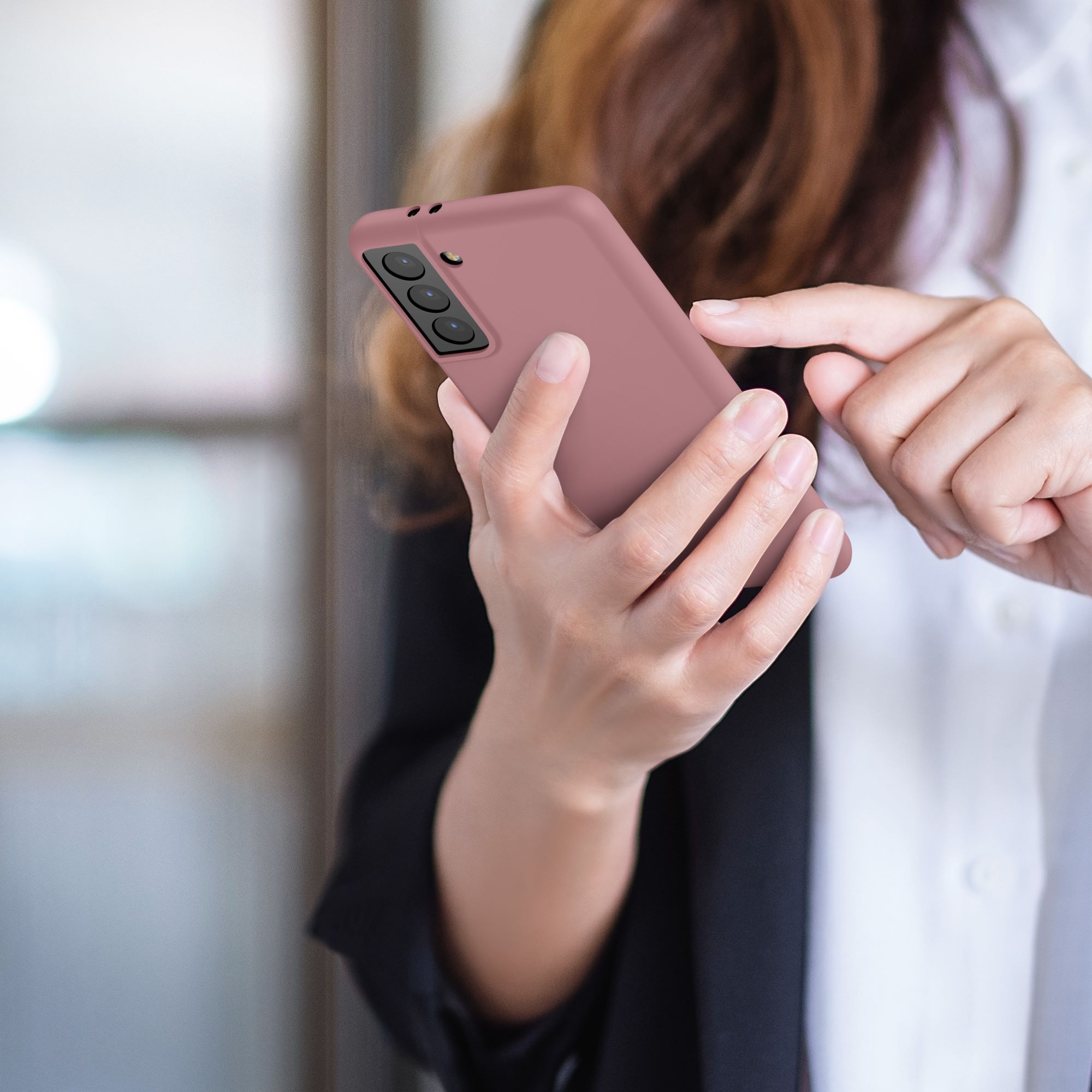 Kryt na mobil Samsung Galaxy S21 kwmobile TPU pudrově růžový