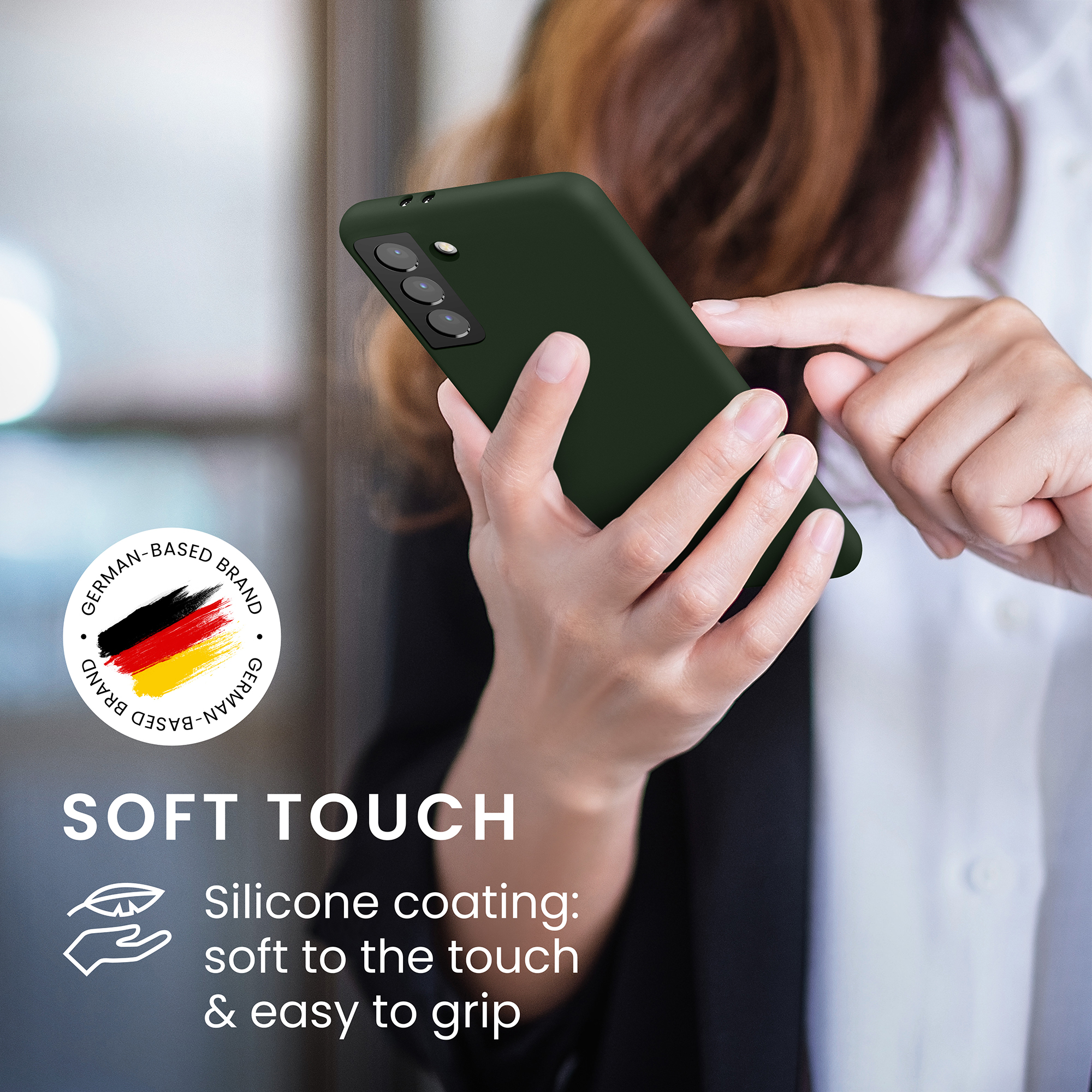 Kryt na mobil Samsung Galaxy S21 kwmobile TPU matně tmavě zelený