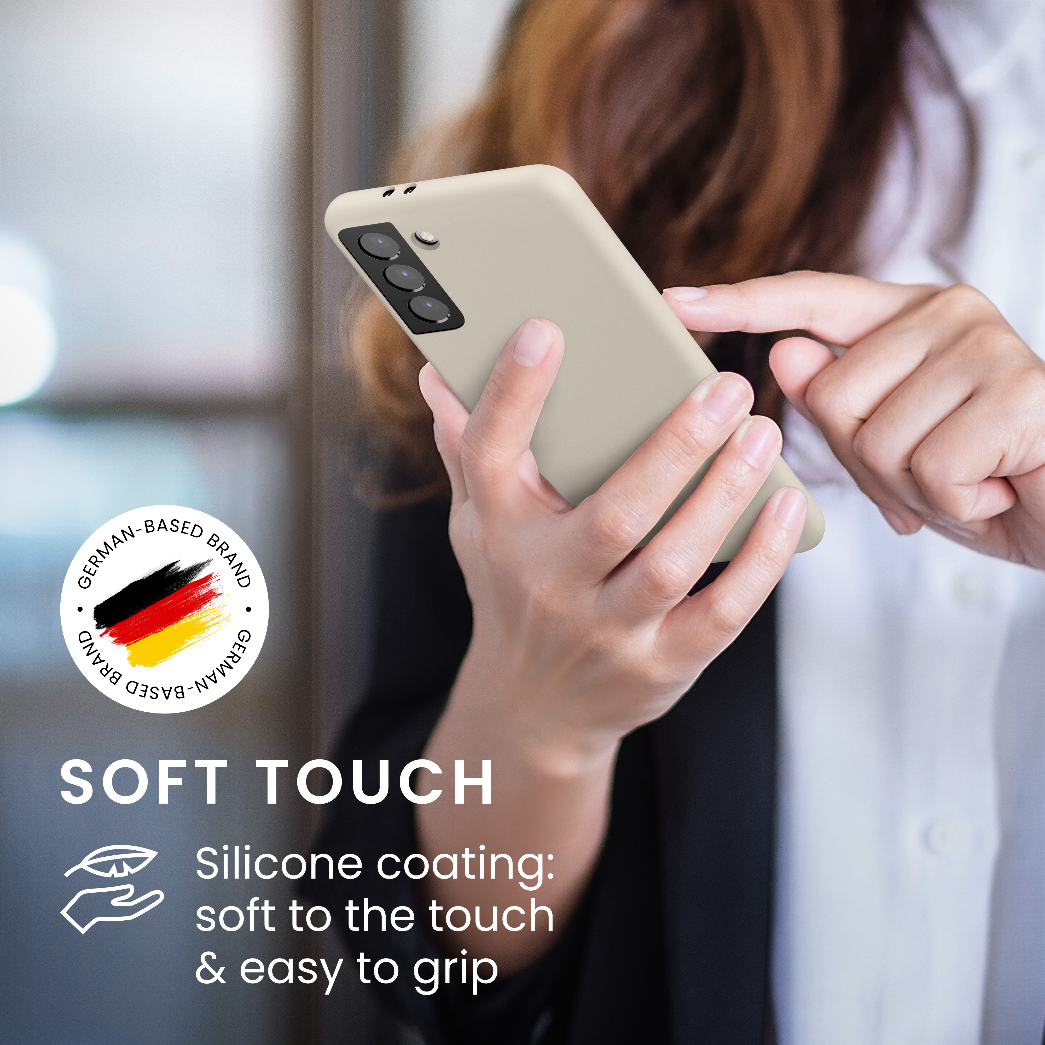 Kryt na mobil Galaxy S21 kwmobile Soft Cover matná krémová