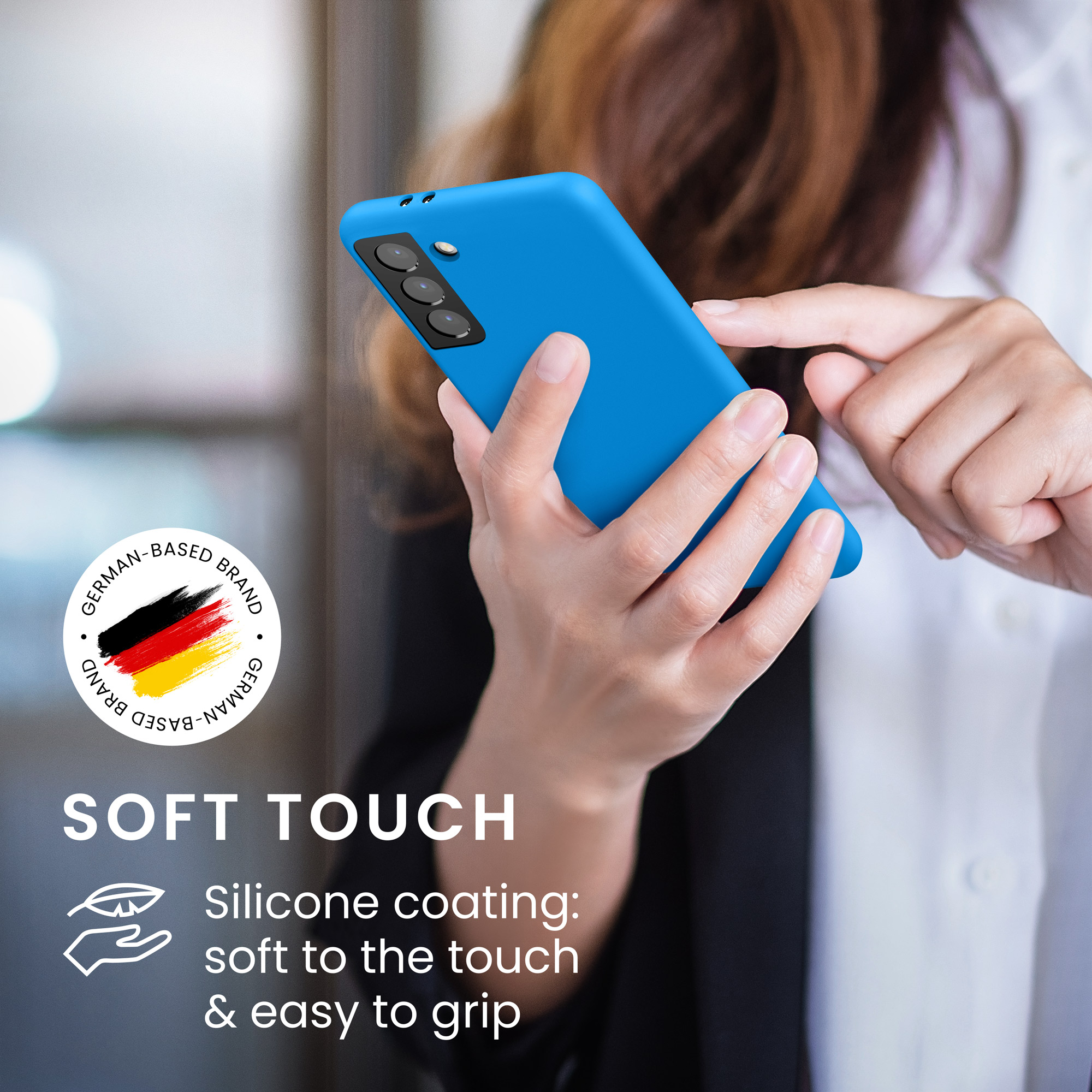 Kryt na mobil Samsung Galaxy S21 kwmobile TPU zářivě modrý