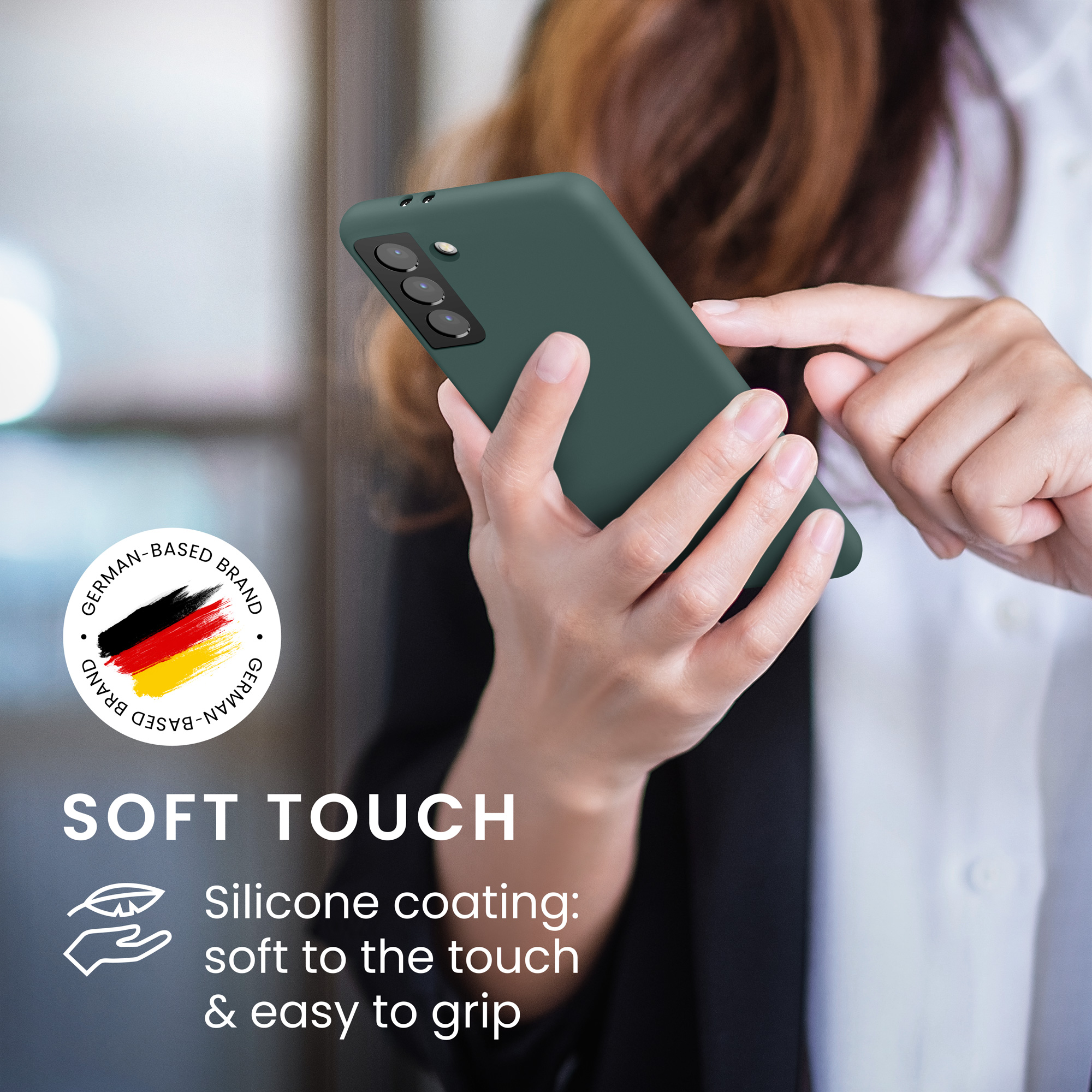 Kryt na mobil Samsung Galaxy S21 kwmobile TPU mechově zelený