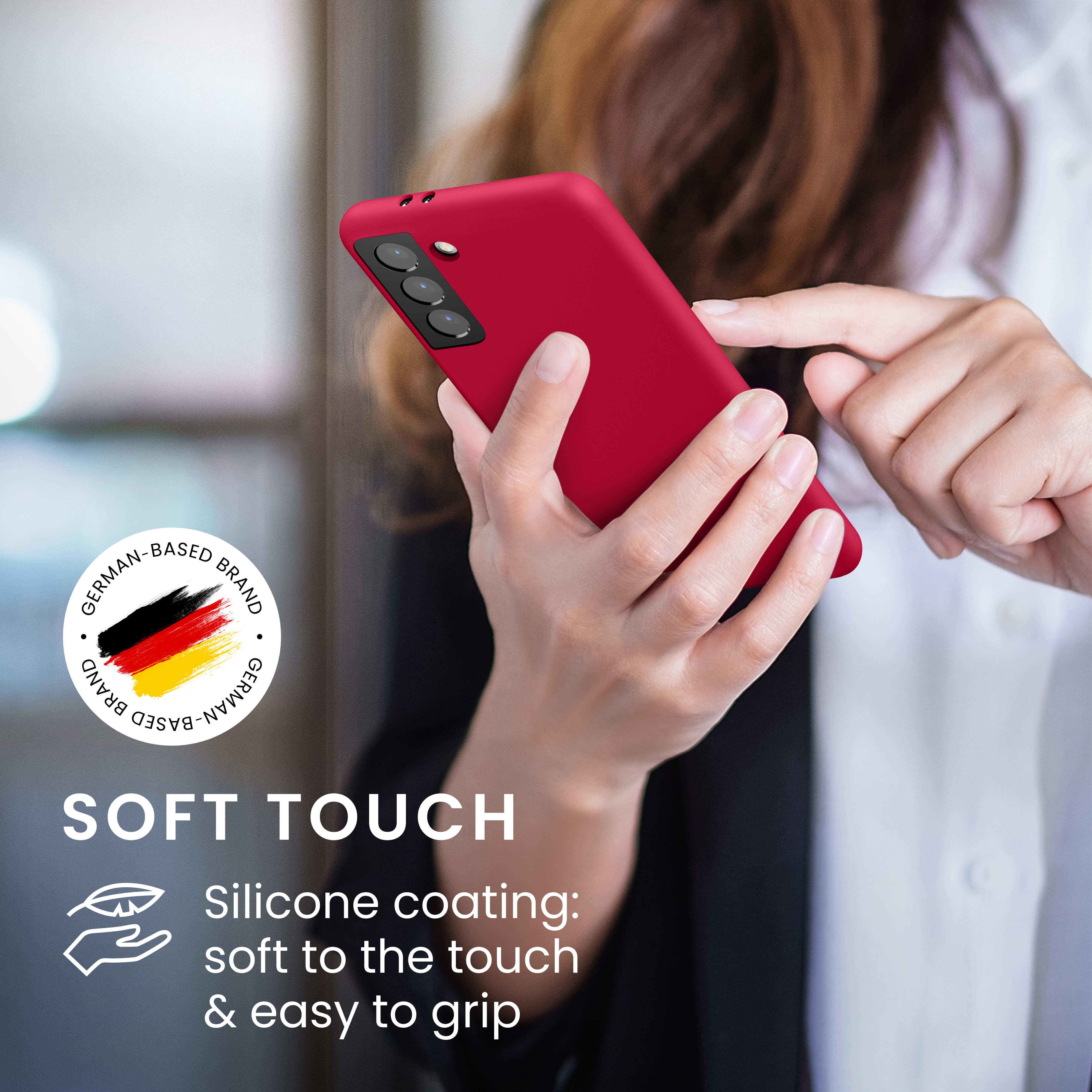 Kryt na mobil Samsung Galaxy S21 kwmobile TPU třešňově červený