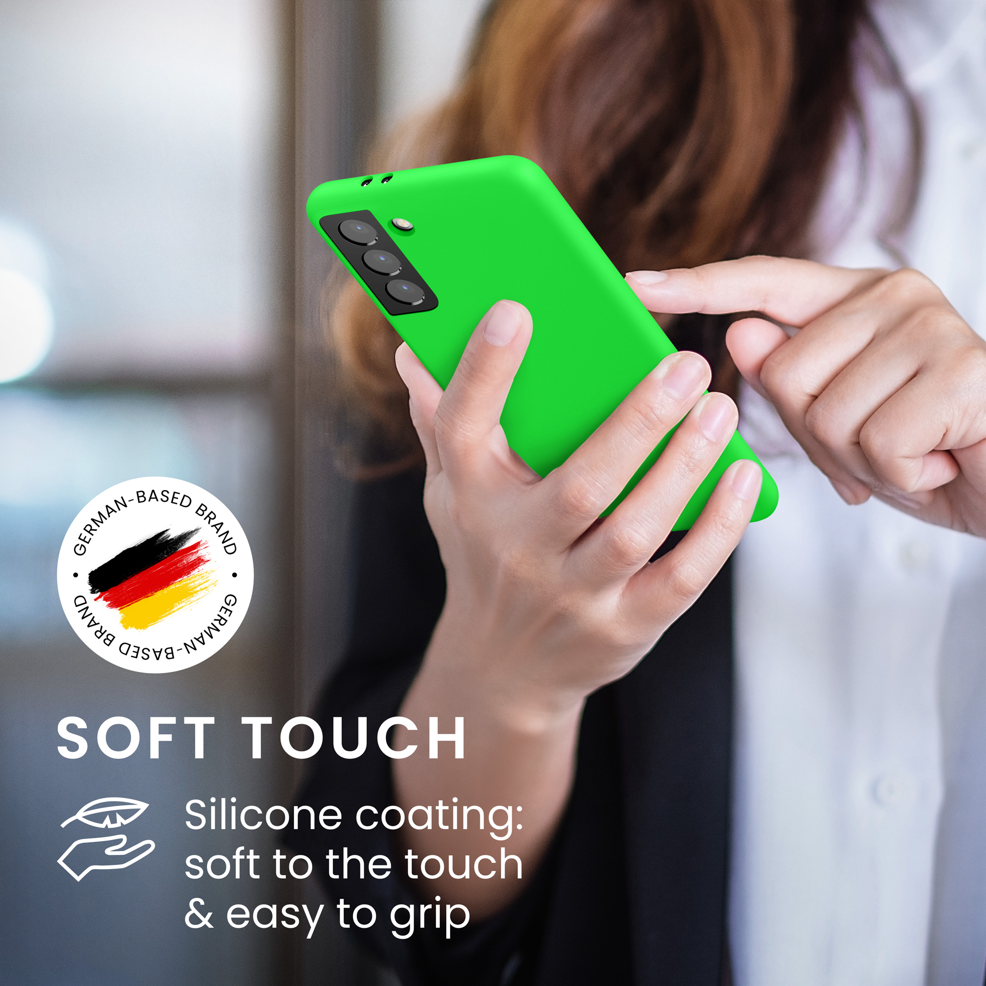 Kryt na mobil Samsung Galaxy S21 kwmobile TPU neonově zelený