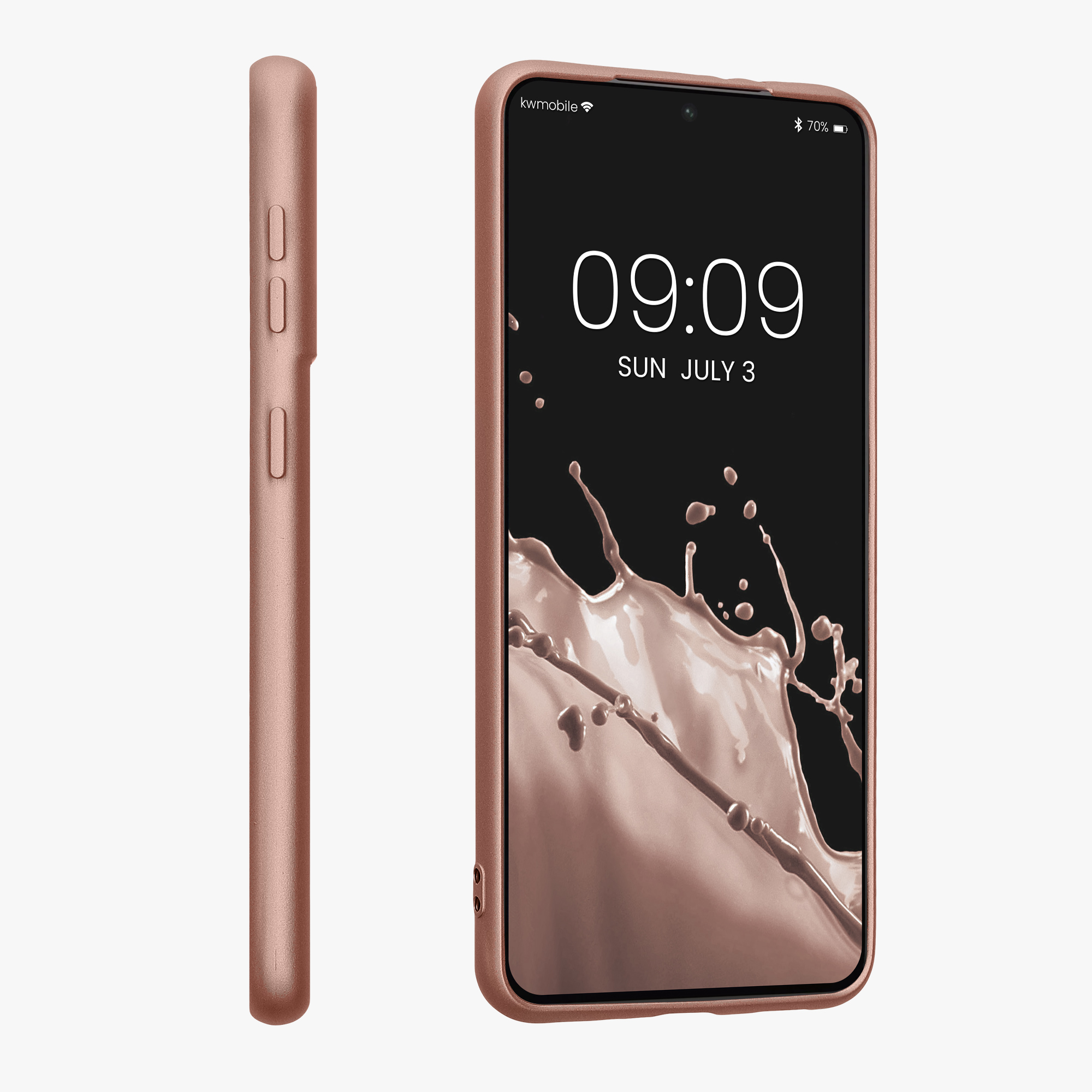 Metalický kryt na mobil Samsung Galaxy S21 kwmobile metalicky rose gold