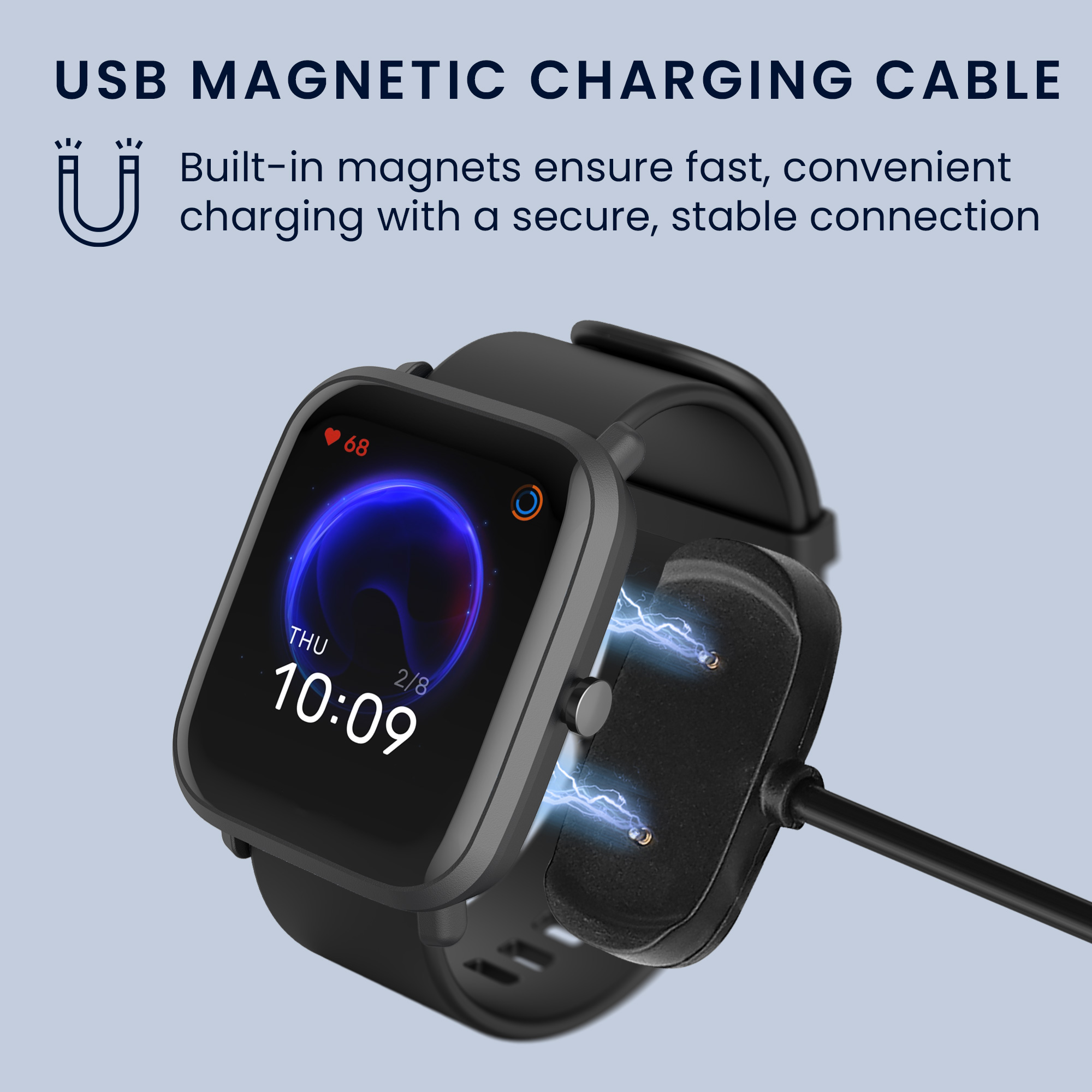 Nabíjecí kabel pro Huami Amazfit Bip U / Bip U Pro / GTS 2e / GTR 2e / GTS 2 Mini / Pop kwmobile - černá