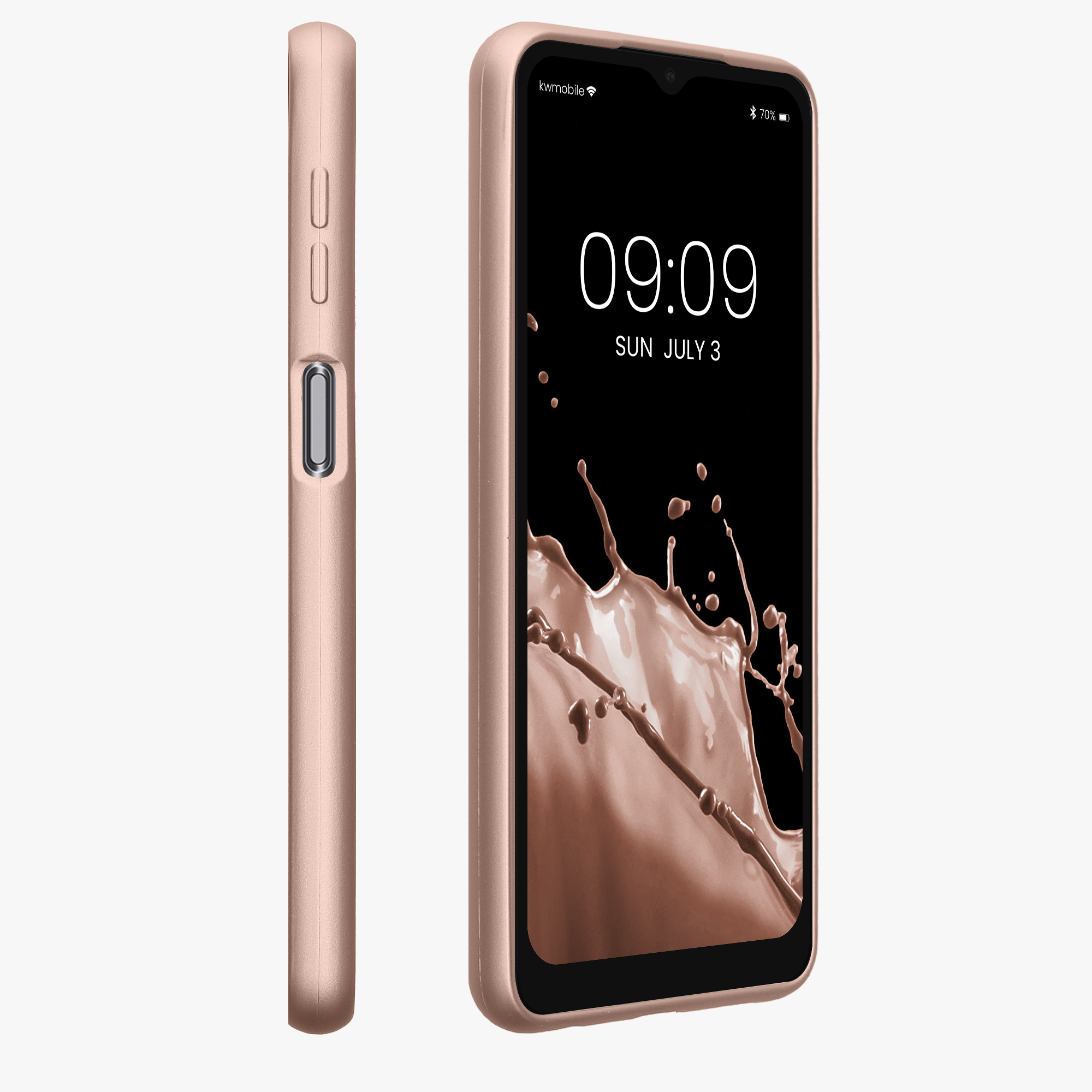 Kryt na mobil Samsung Galaxy A32 5G kwmobile TPU metalický Metalická růžová zlatá