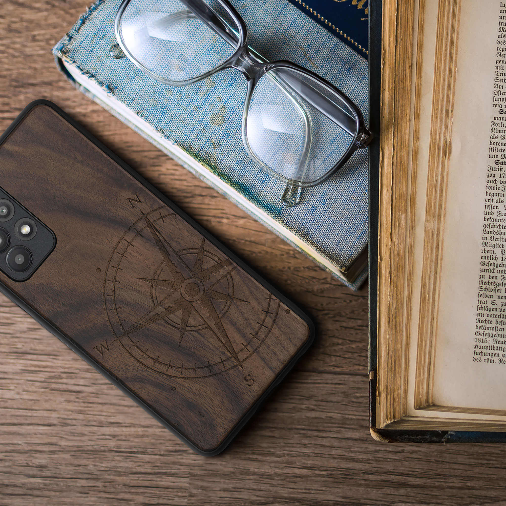 Dřevěný kryt na mobil Samsung Galaxy A52 / A52 5G / A52s 5G kwmobile TPU rámeček Tmavě hnědá