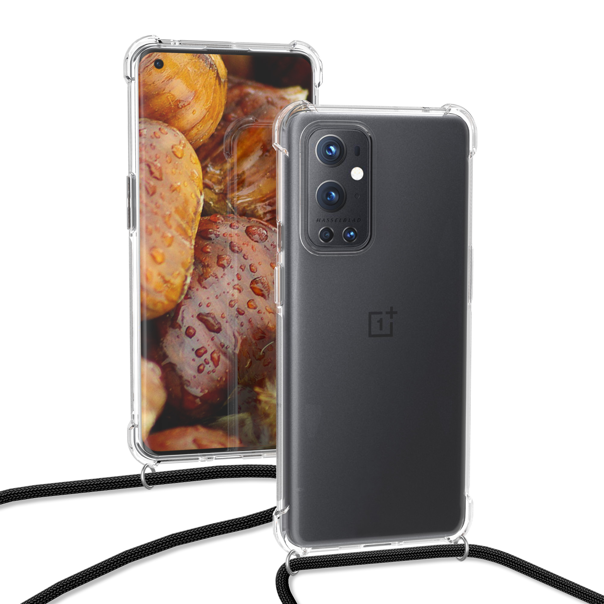 Kryt na mobil OnePlus 9 Pro kwmobile crossbody se šňůrkou černá / transparentní