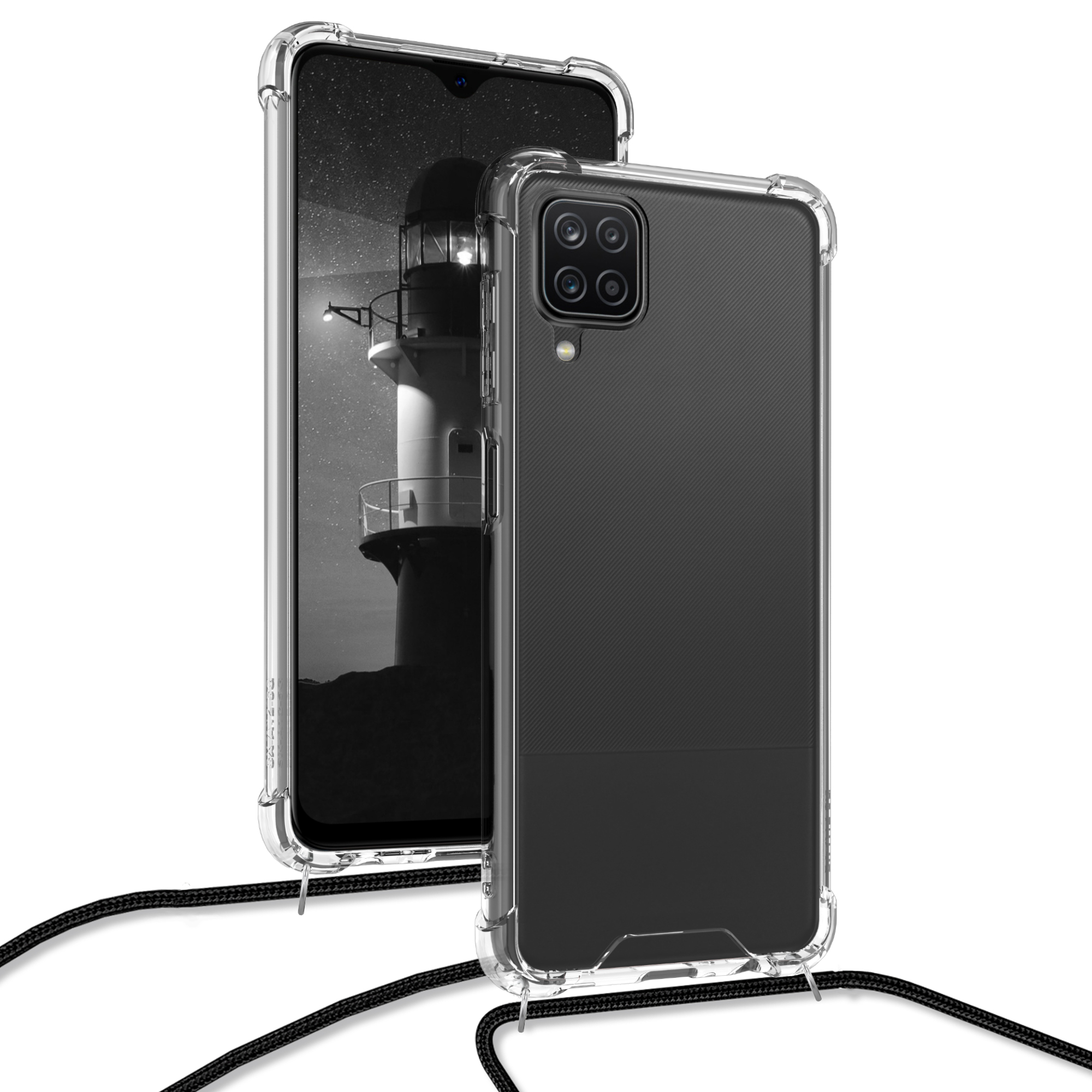 Crossbody kryt na mobil Samsung Galaxy A12 Case kwmobile černo-transparentní