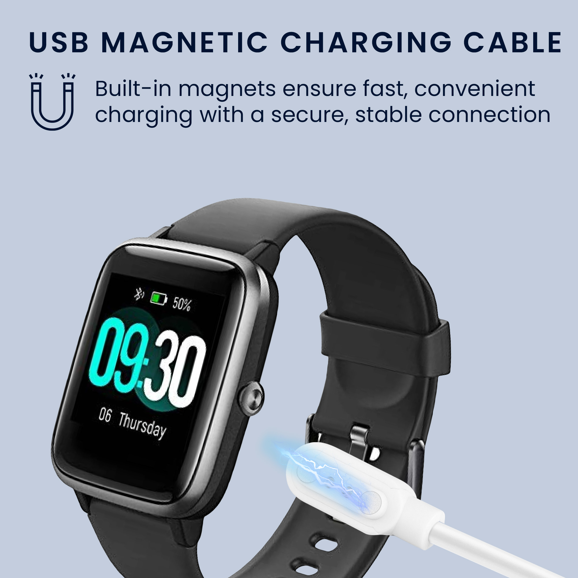 Nabíjecí kabel kwmobile pro Willful Fitnesstracker / Smartwatch YAMAY / Fitpolo / Wyze / Umidigi - bílá