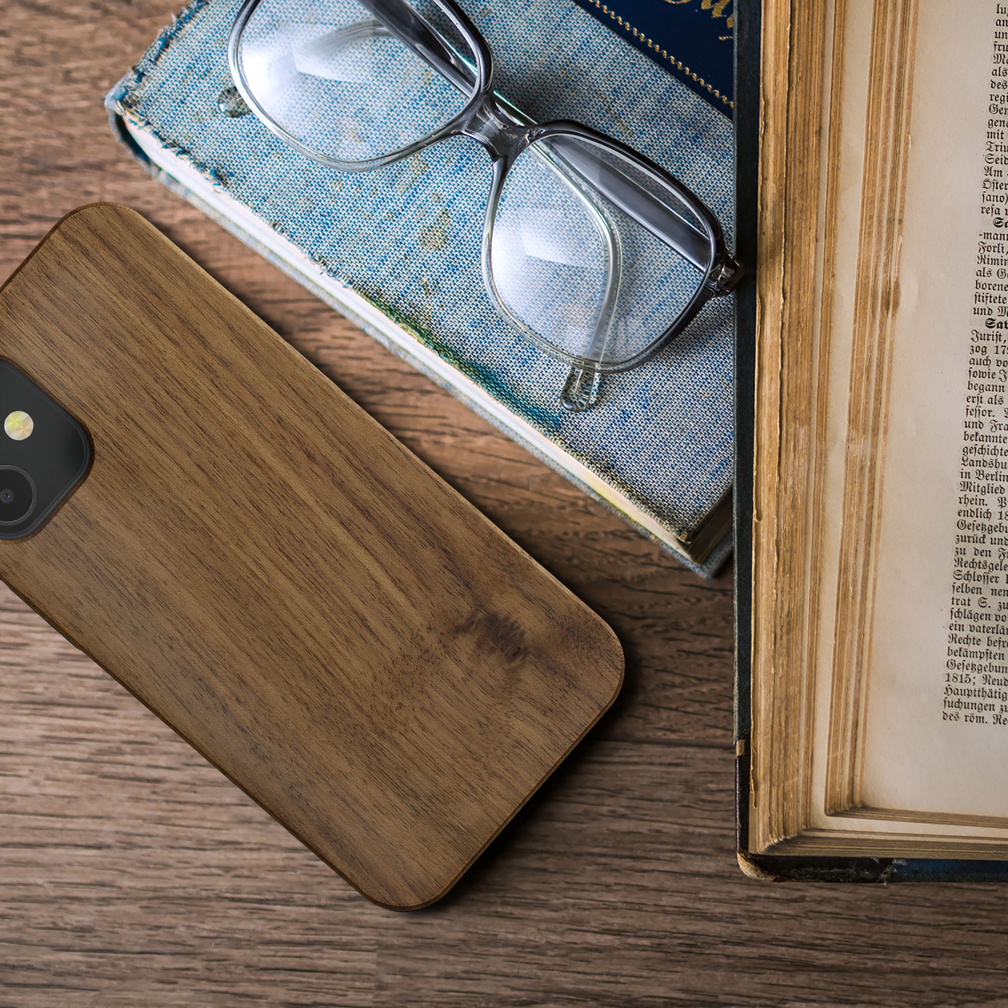 Dřevěný kryt kwmobile pro iPhone 12 mini - tmavě hnědá