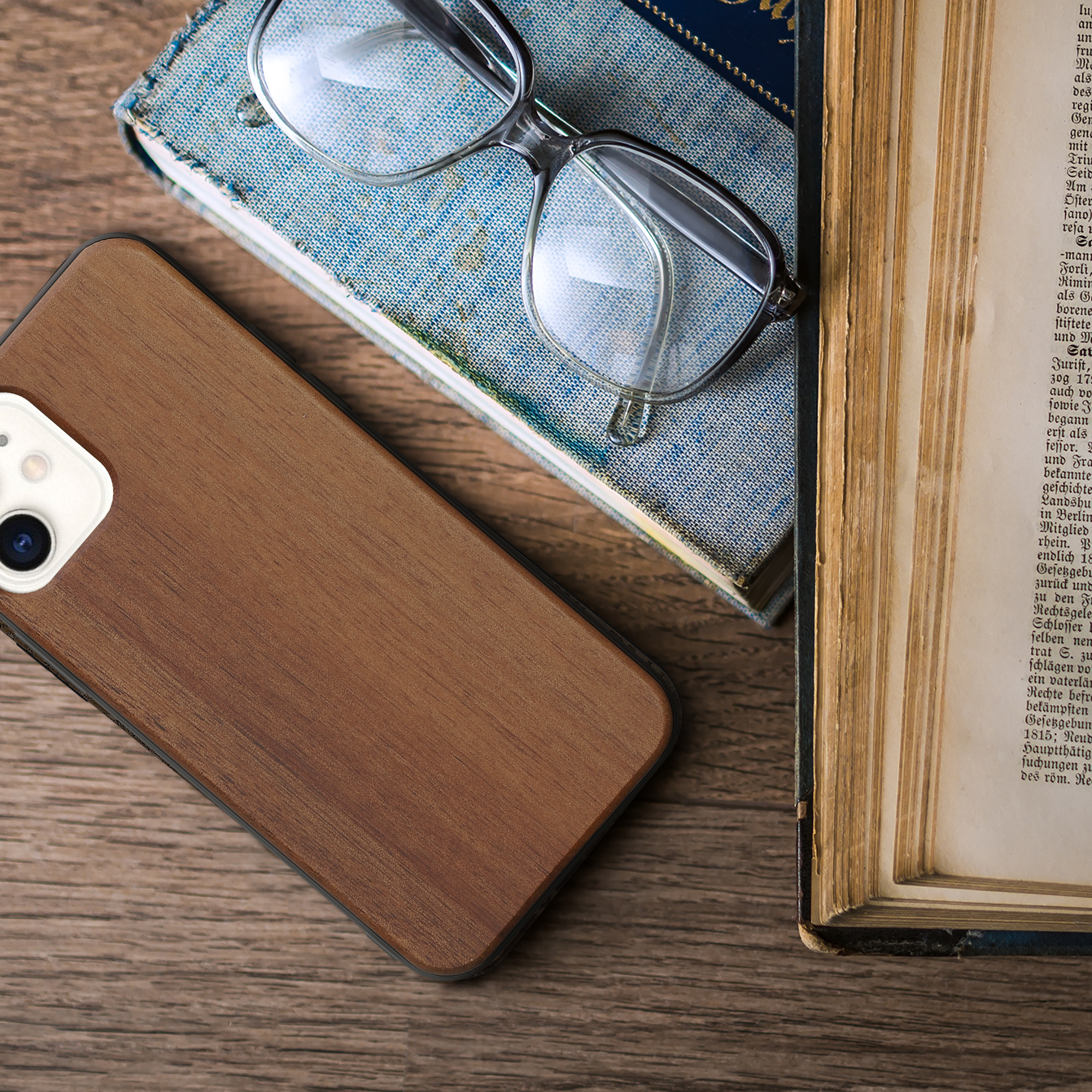 Dřevěné pouzdro pro Apple iPhone 12 / iPhone 12 Pro kwmobile - tvrdý obal vintage hnědá / hnědá