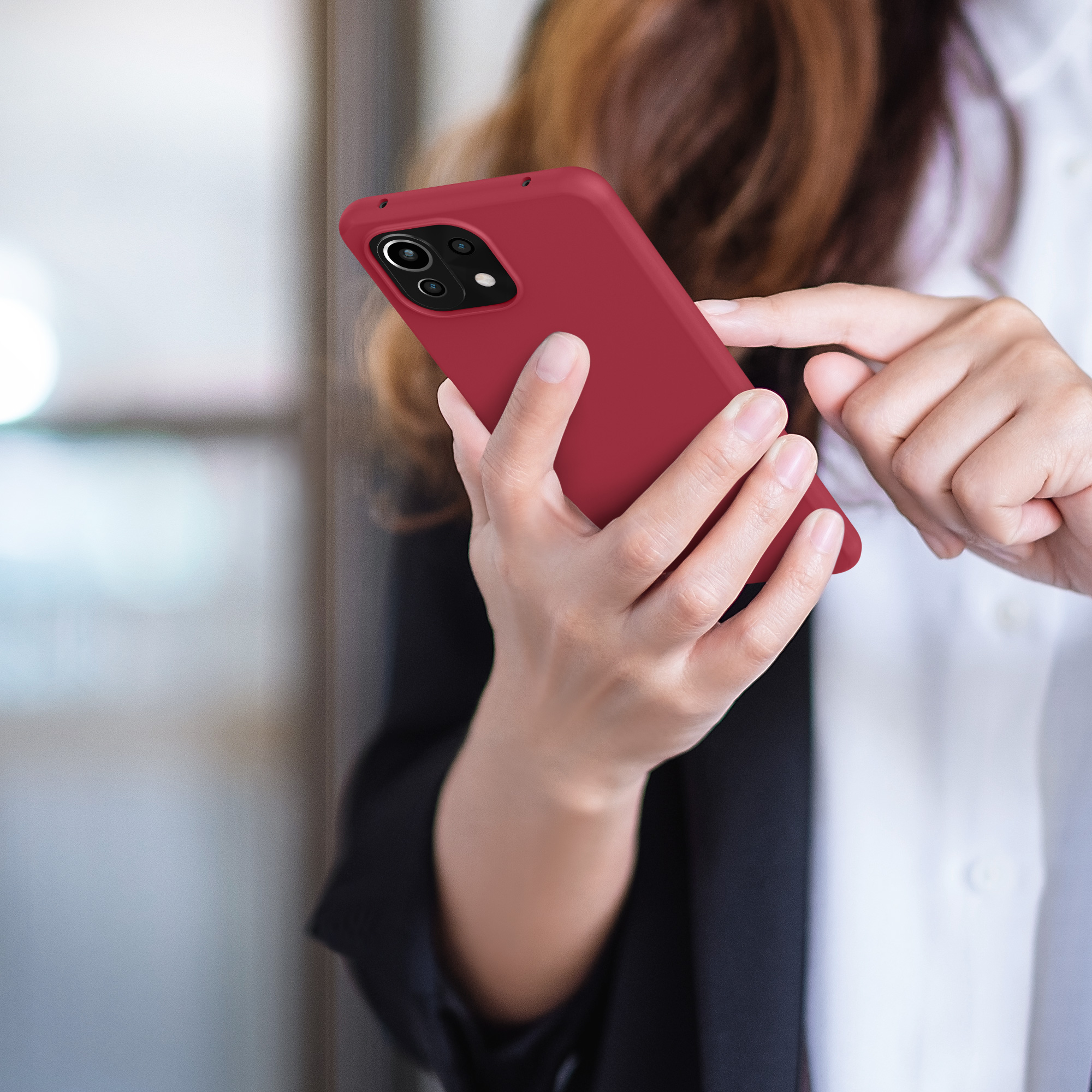 Kryt na mobil Xiaomi 11 Lite NE kwmobile TPU třešňová červený